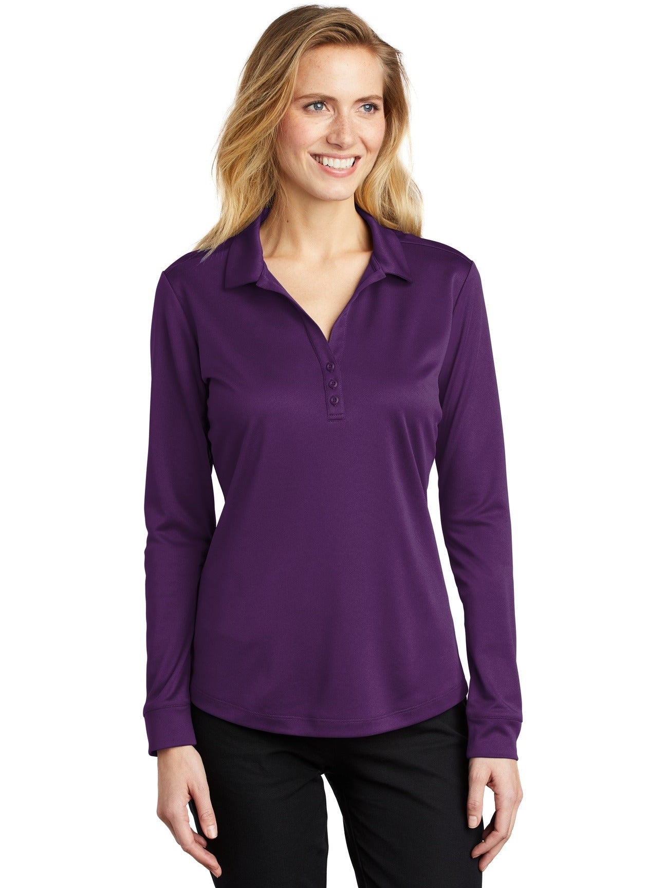 OUTLET-Port AuthorityLadies Silk Touch Performance Long Sleeve Polo