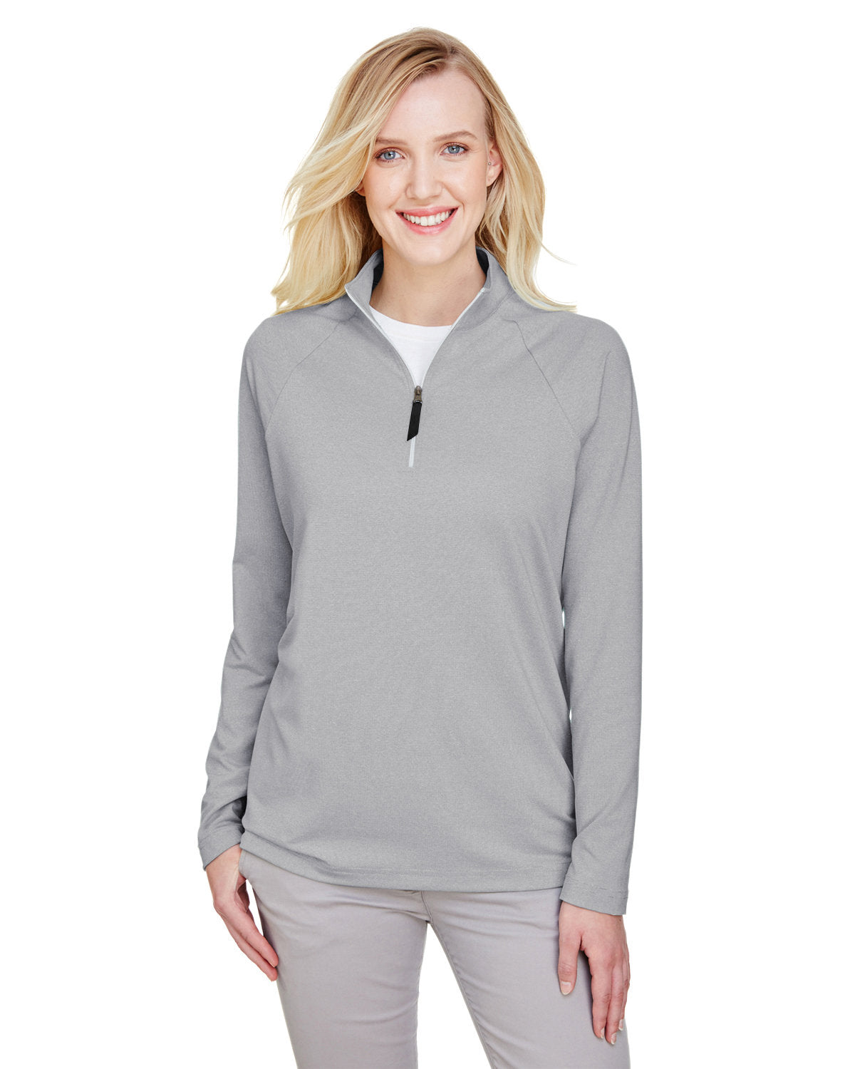 OUTLET-Devon & Jones CrownLux Performance Ladies Clubhouse Micro-Stripe Quarter-Zip