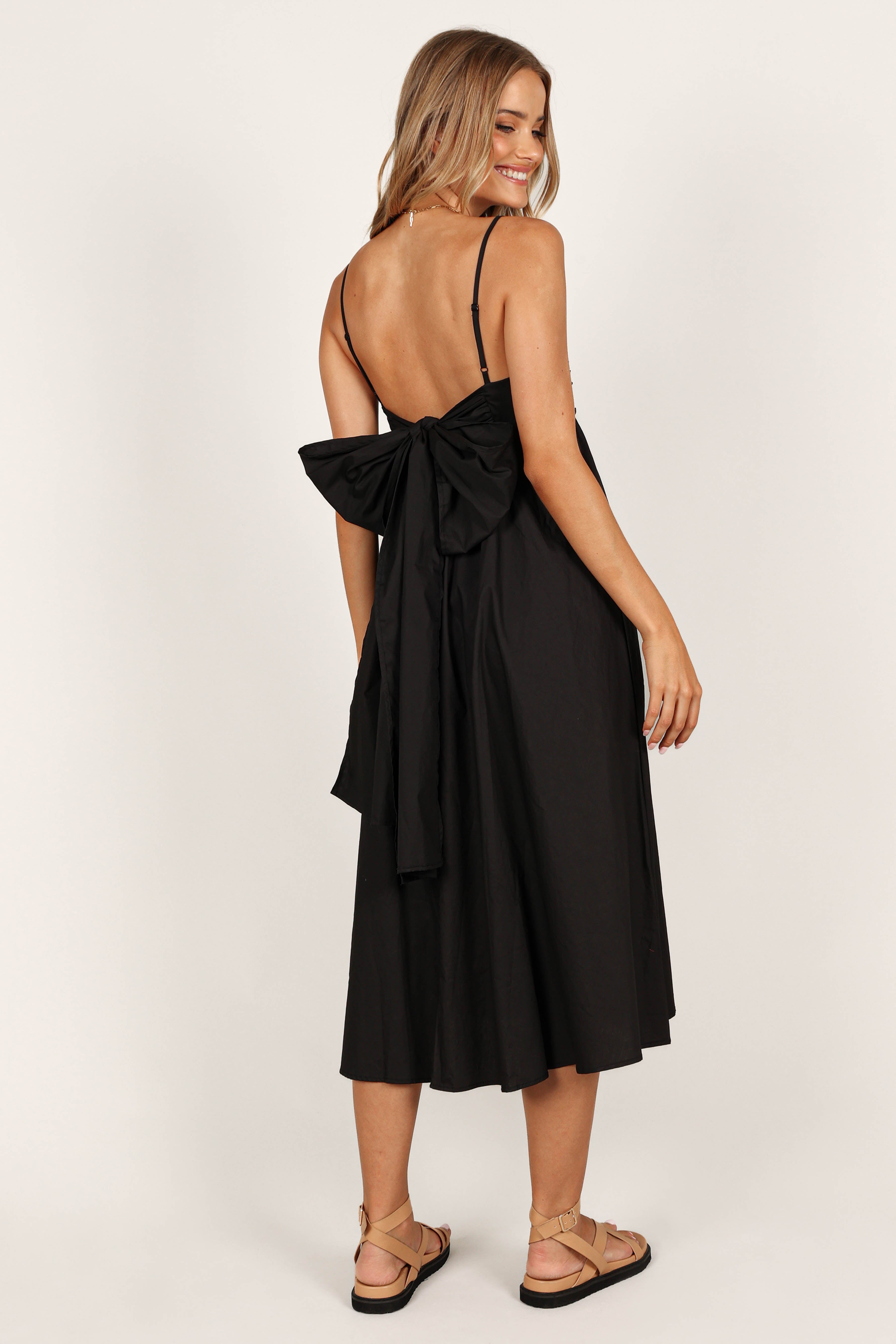 Alice Bow Back Midi Dress - Black