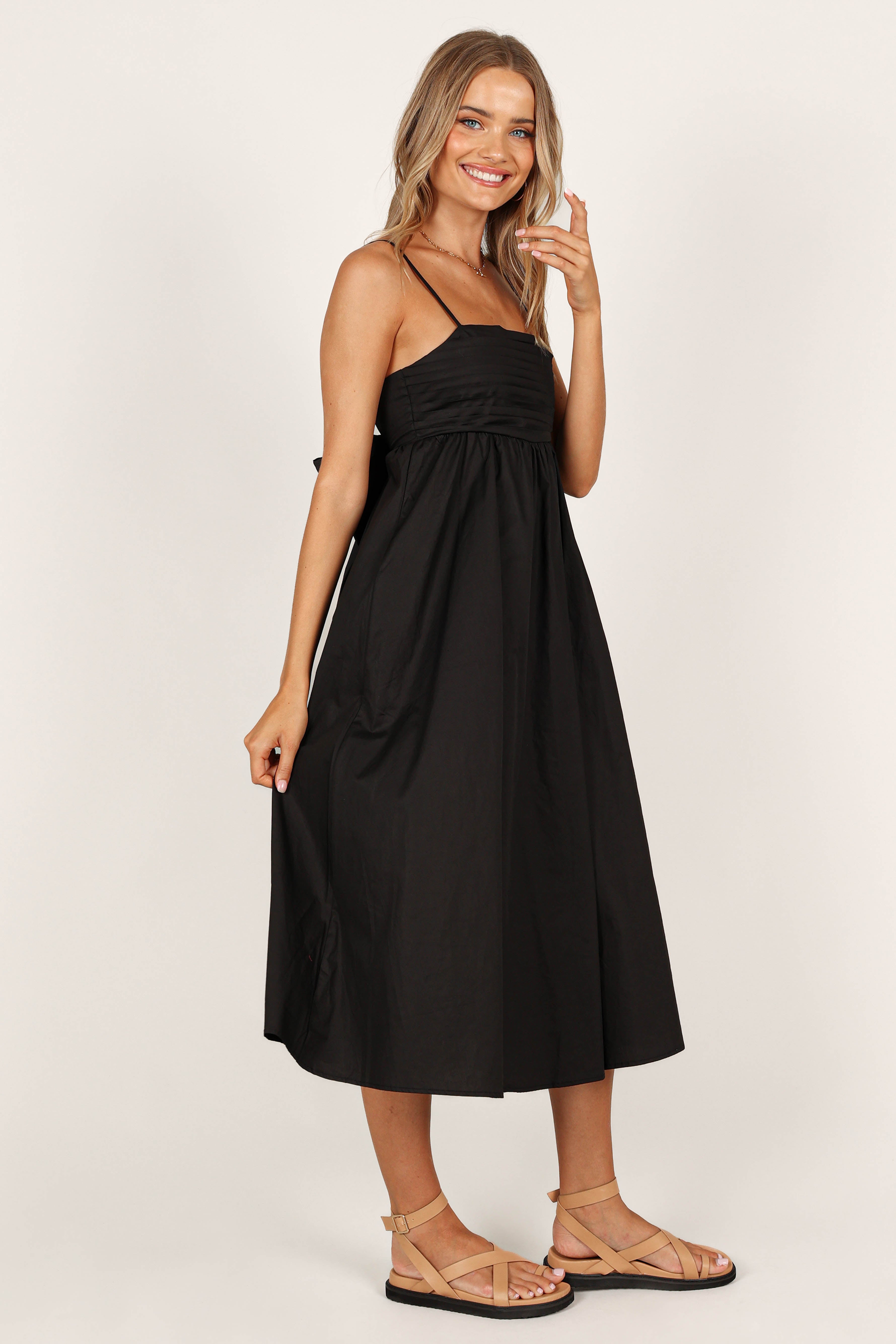 Alice Bow Back Midi Dress - Black