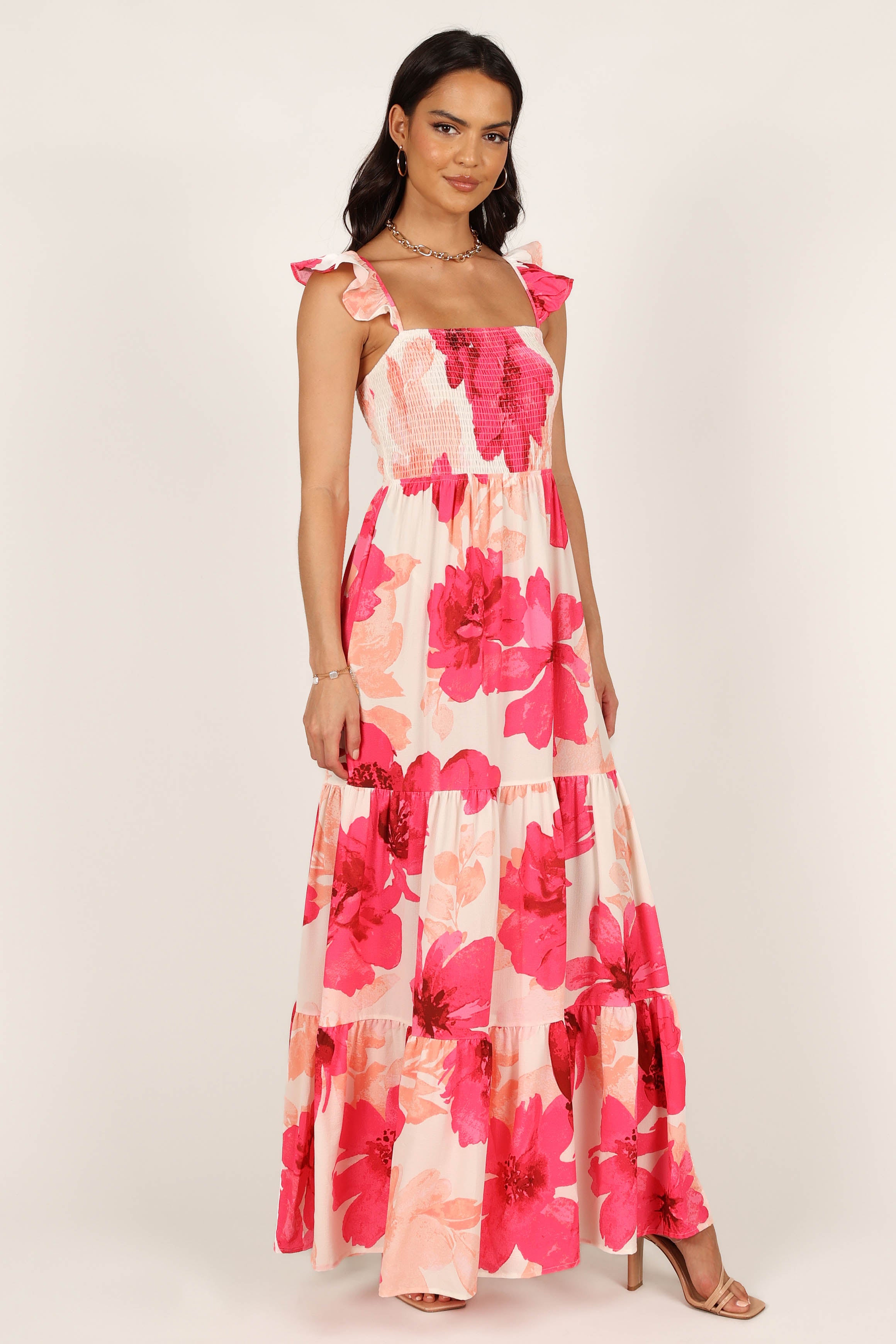 Tilly Shirred Maxi Dress - Pink