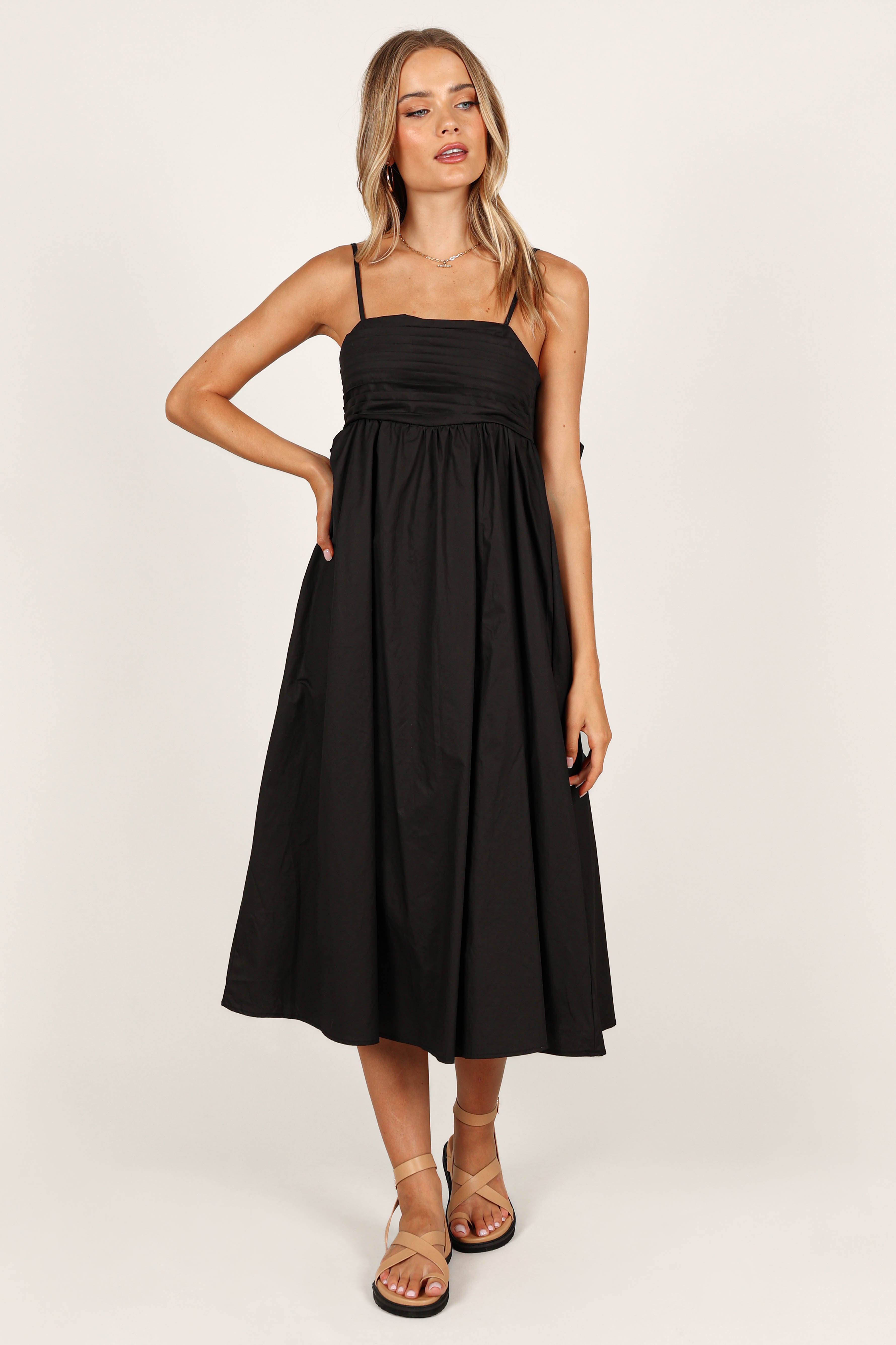 Alice Bow Back Midi Dress - Black