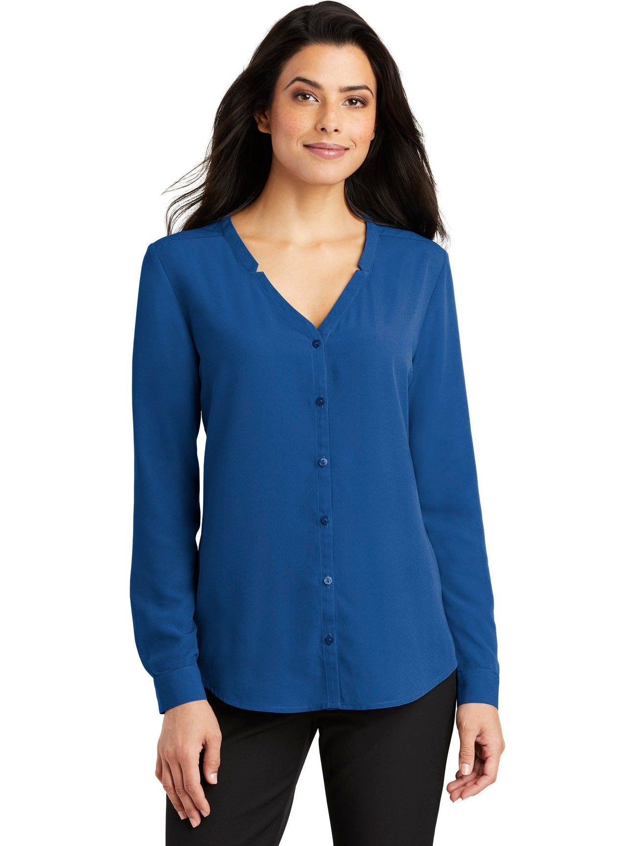 Port Authority Ladies Long Sleeve Button-Front Blouse