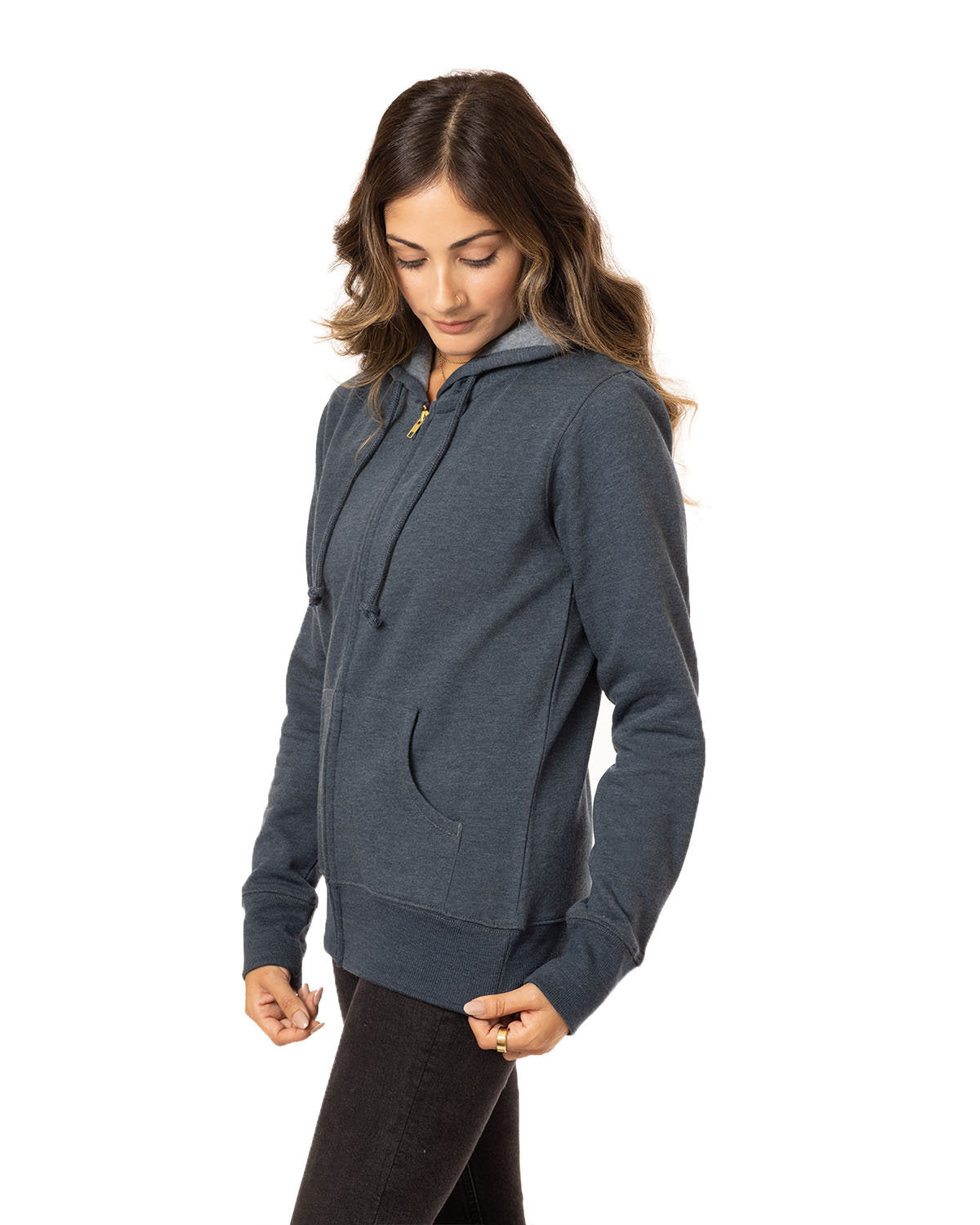 econscious Ladies 7 oz. Organic/Recycled Heathered Fleece Full-Zip Hood