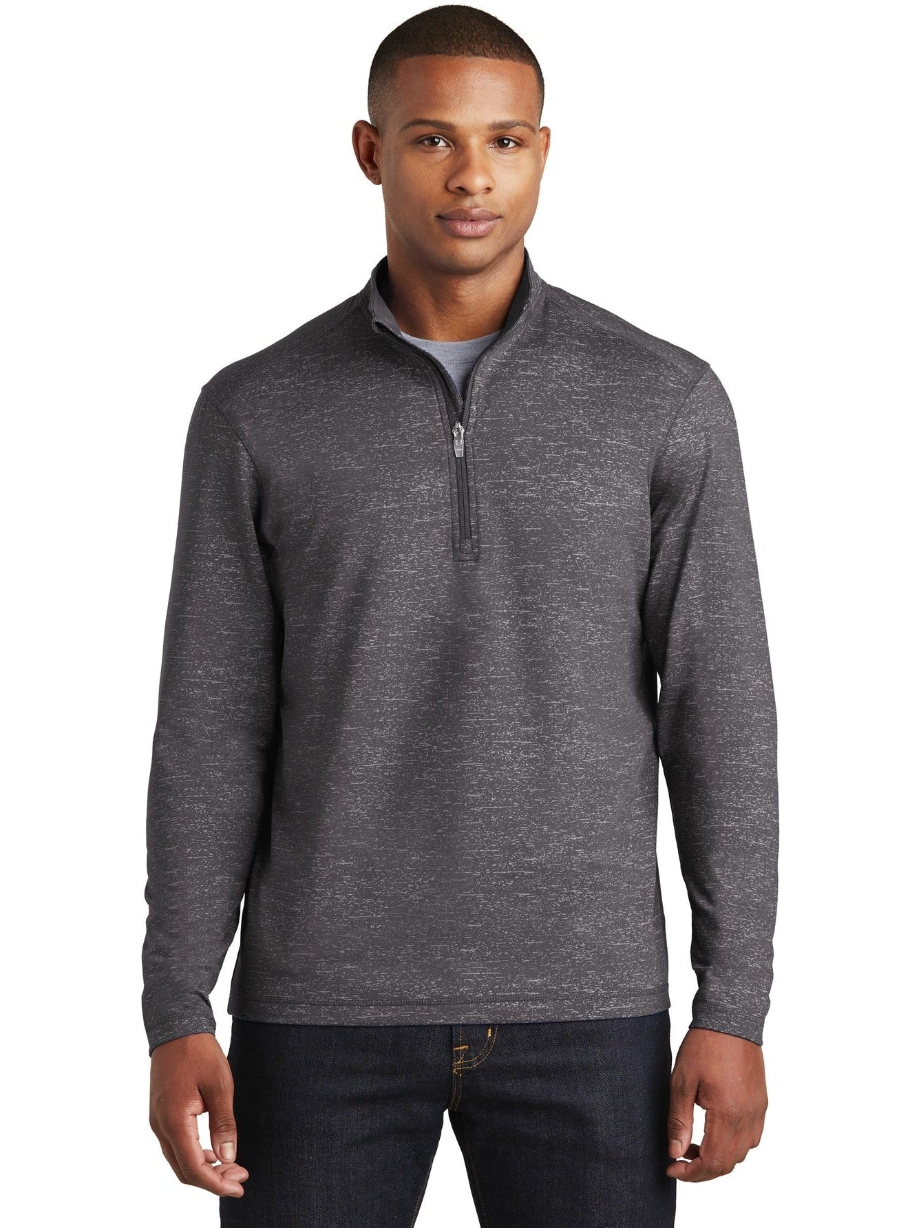 Sport-Tek Sport-Wick Stretch Reflective Heather 1/2-Zip Pullover