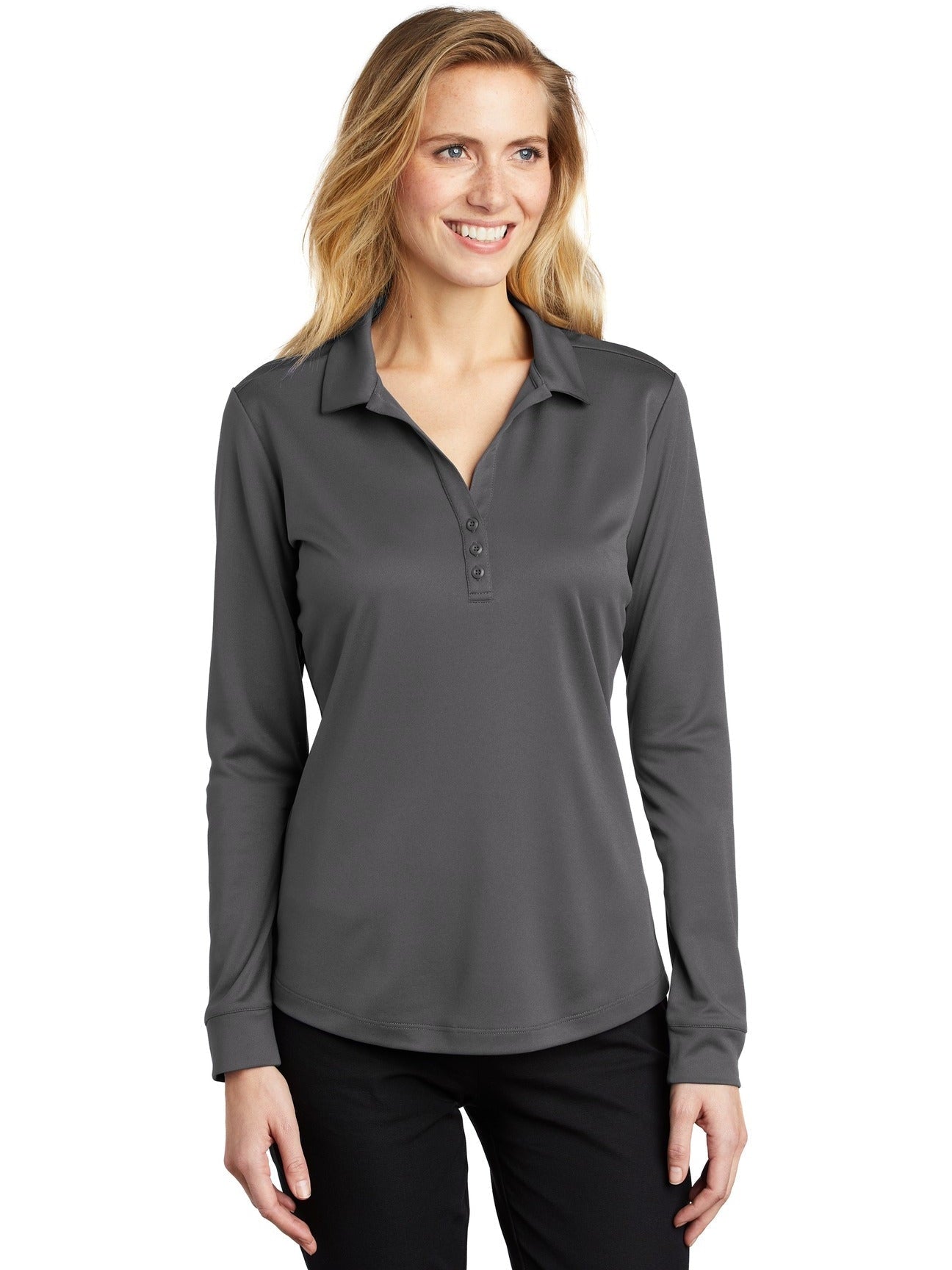 OUTLET-Port AuthorityLadies Silk Touch Performance Long Sleeve Polo