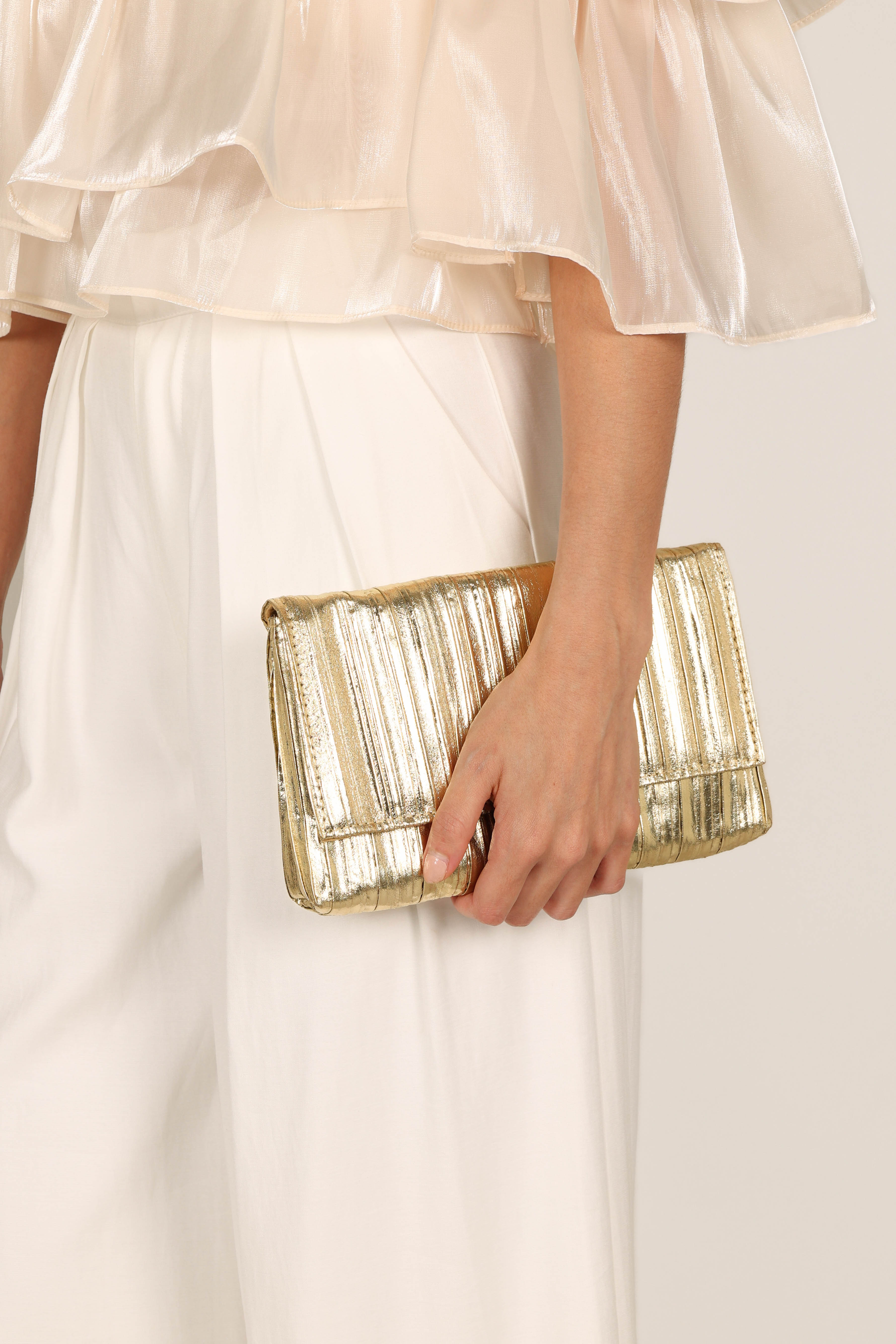 Gemma Ruched Clutch - Gold