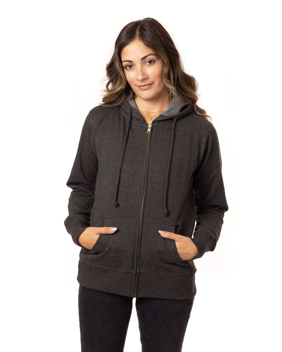 econscious Ladies 7 oz. Organic/Recycled Heathered Fleece Full-Zip Hood