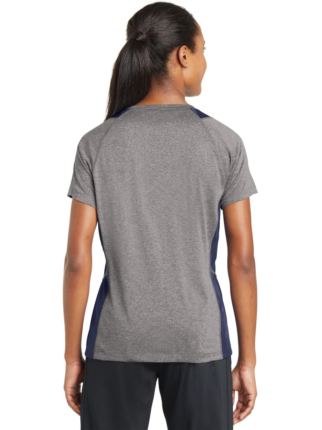 Sport-Tek Ladies Heather Colorblock Contender V-Neck Tee