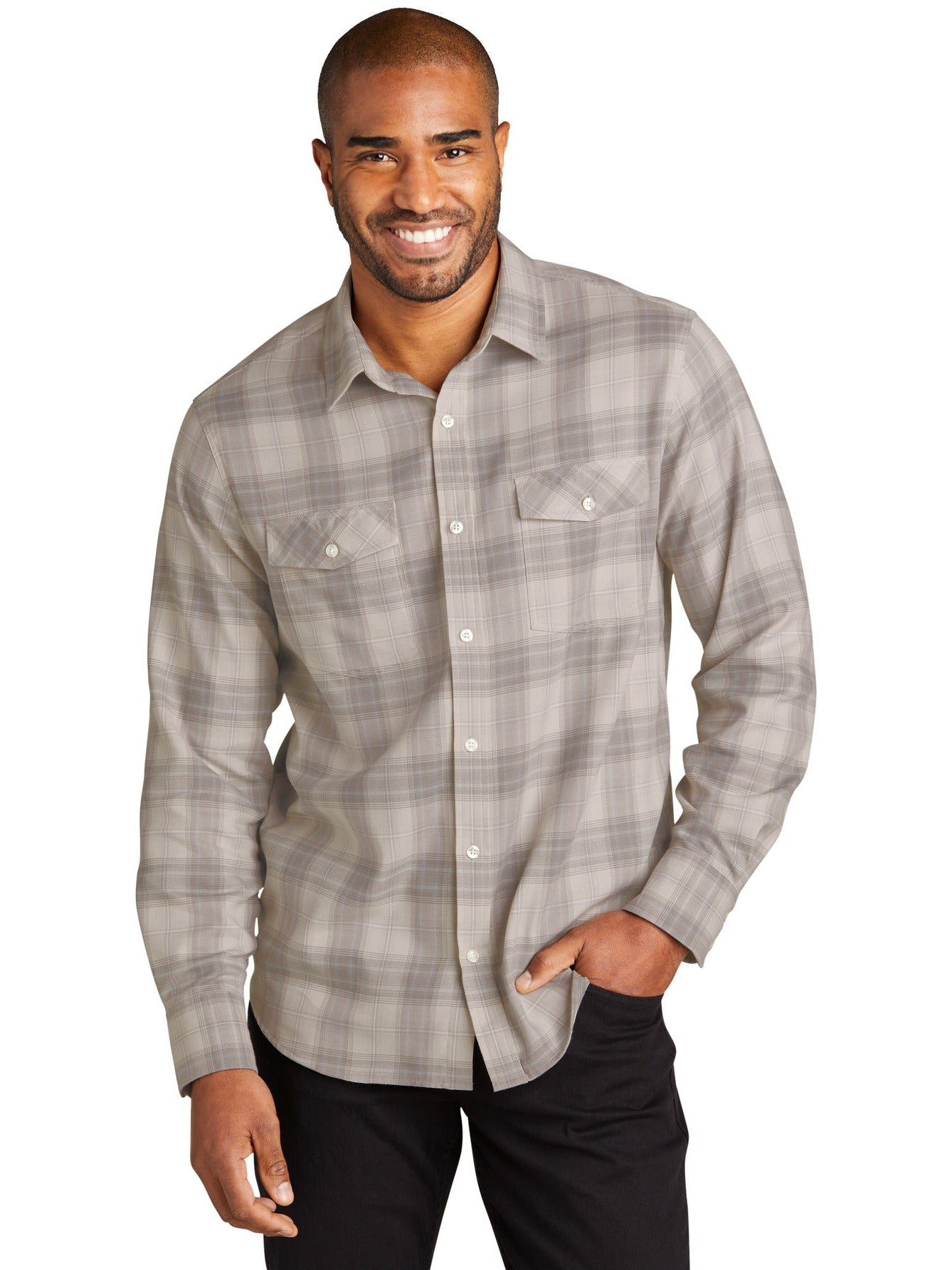 Port AuthorityLong Sleeve Ombre Plaid Shirt