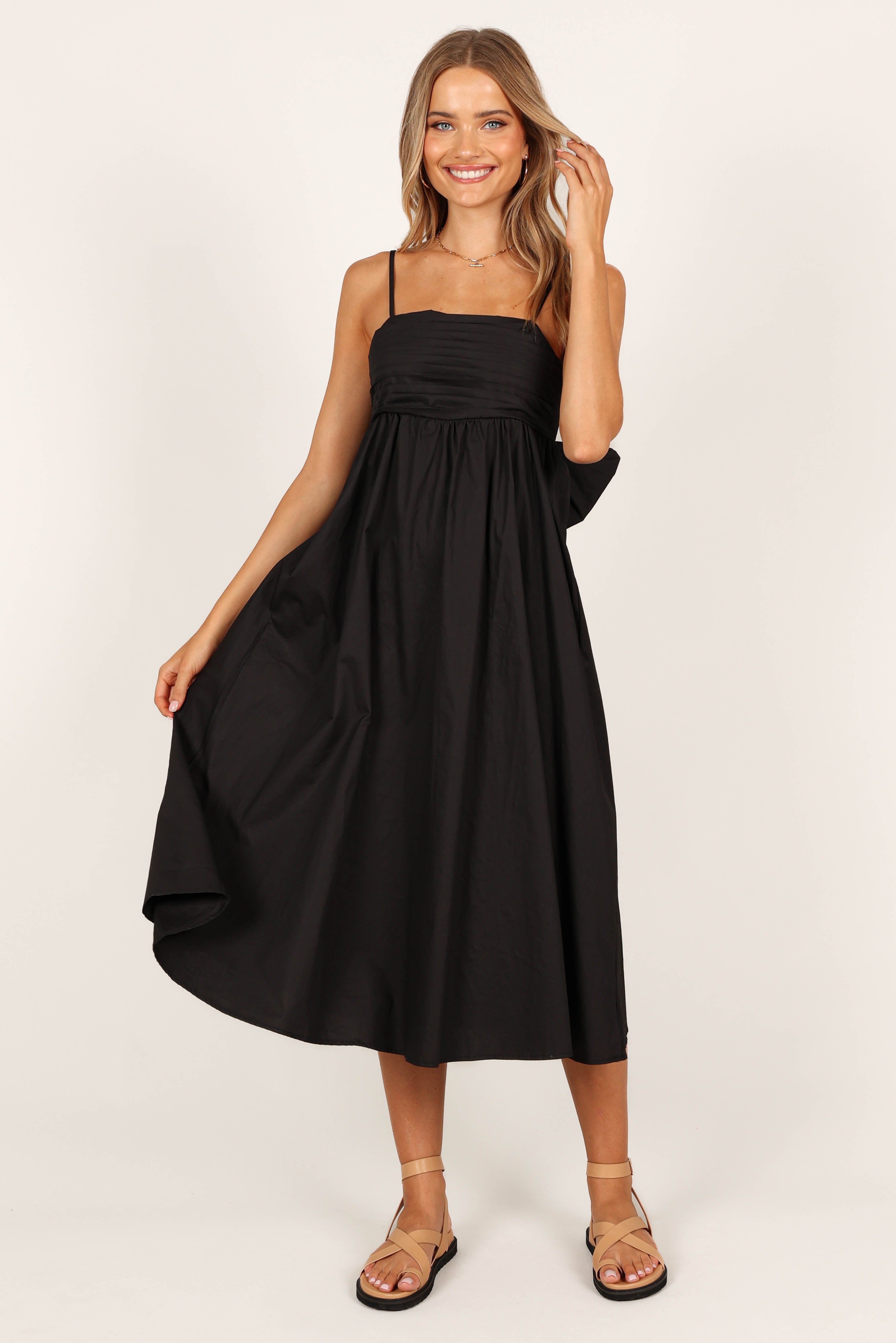 Alice Bow Back Midi Dress - Black