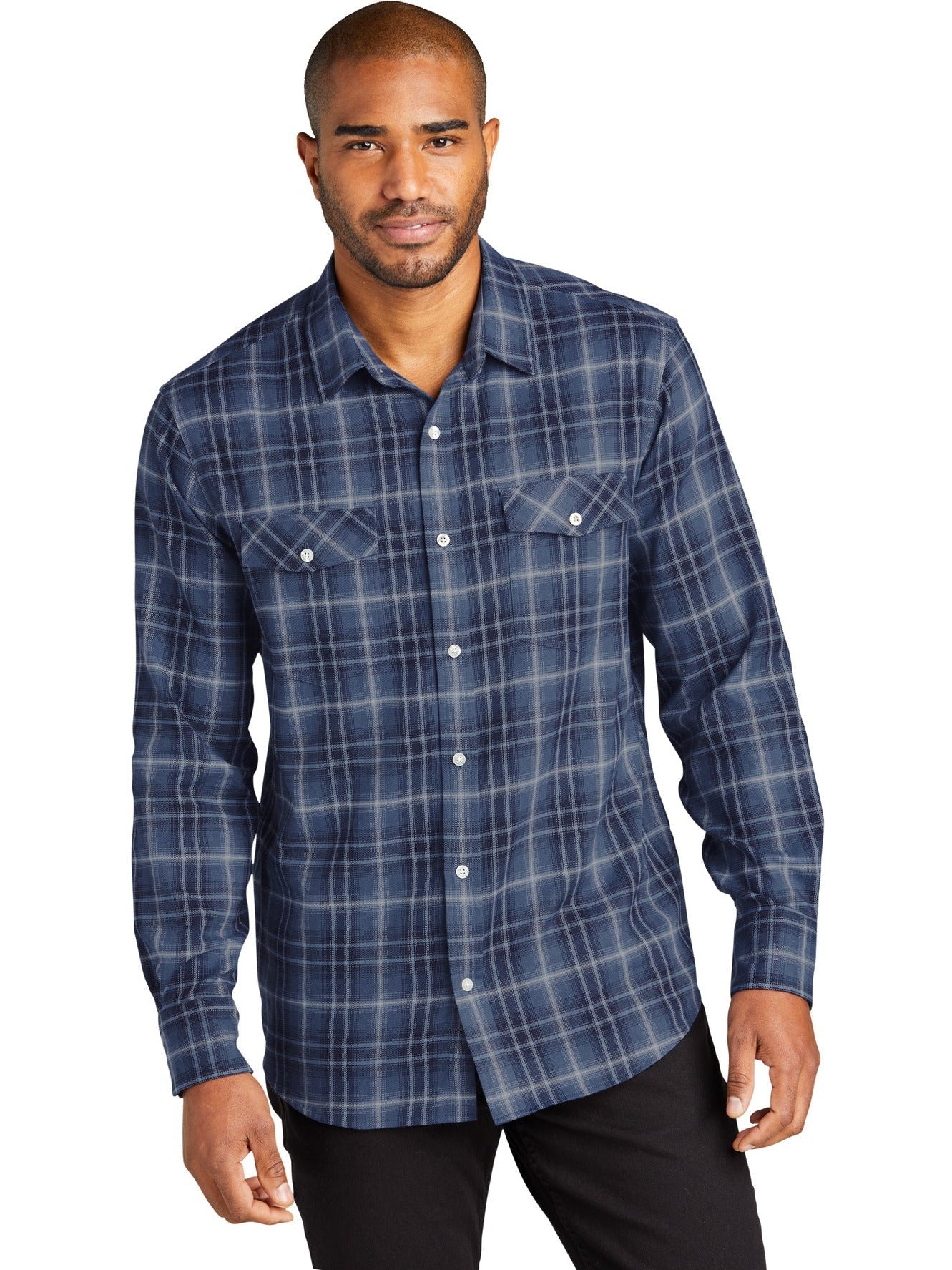 Port AuthorityLong Sleeve Ombre Plaid Shirt