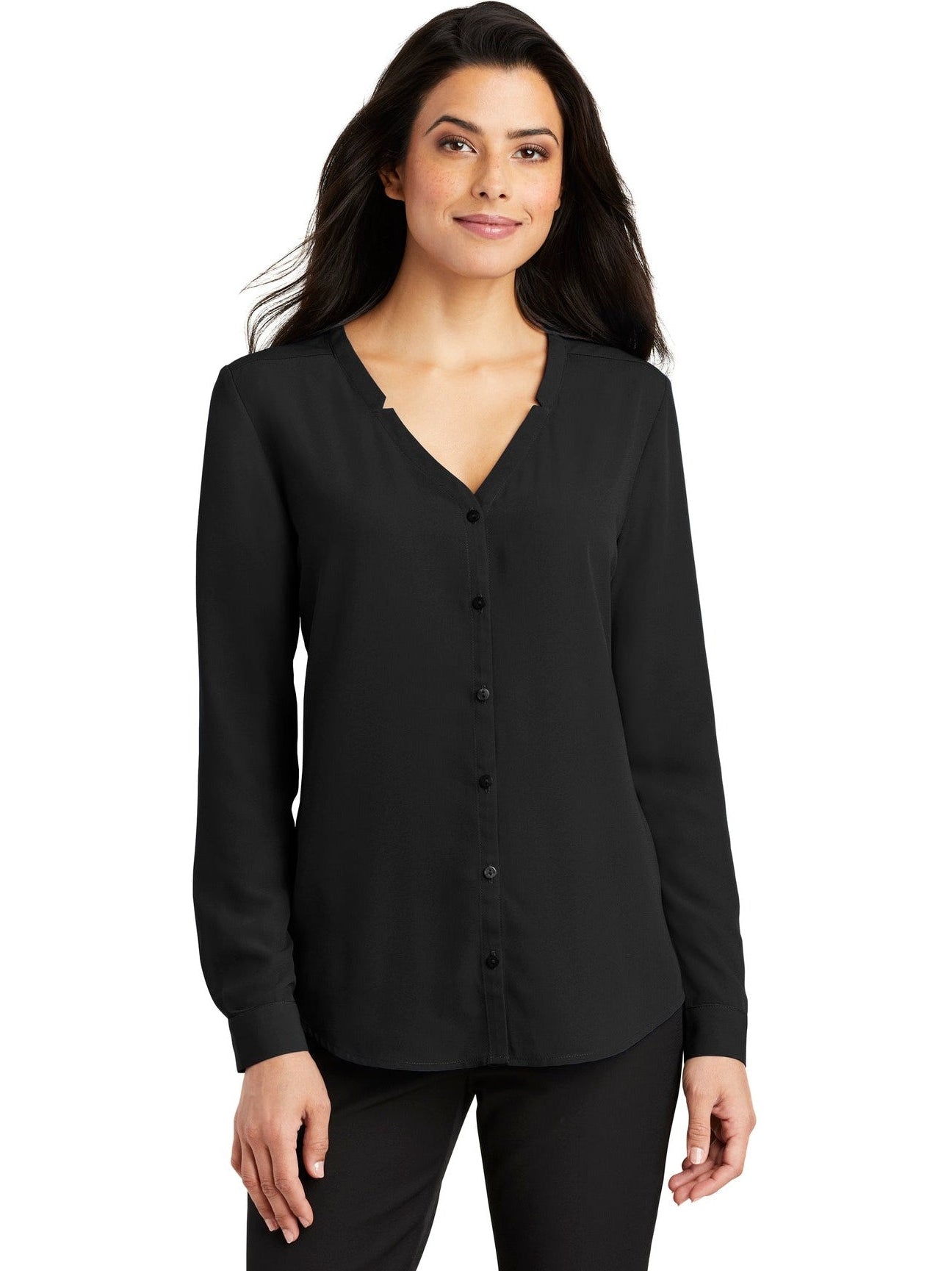 Port Authority Ladies Long Sleeve Button-Front Blouse