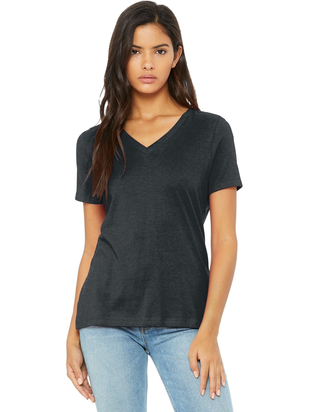 Bella+Canvas Ladies Relaxed Heather CVC V-Neck Tee