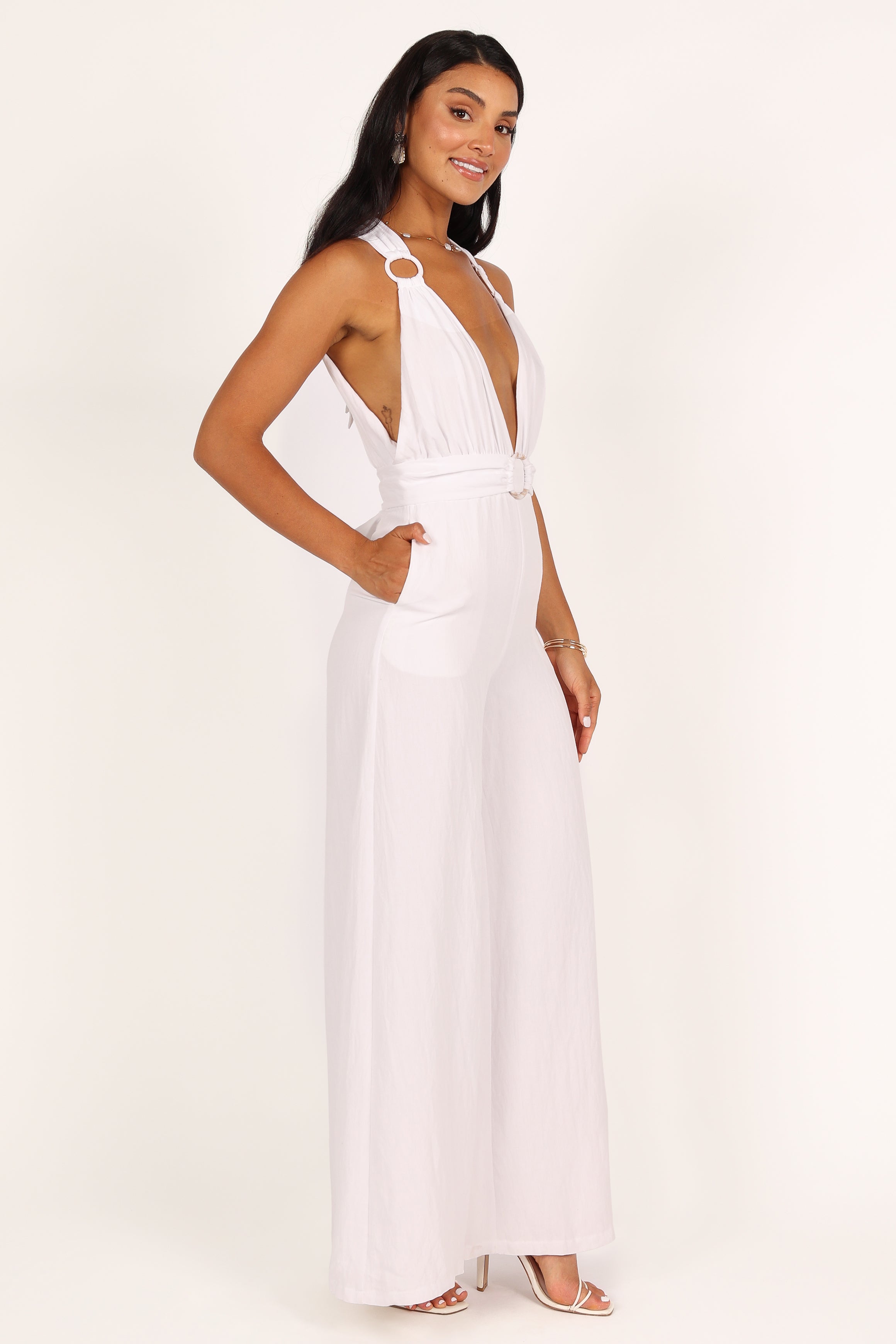 Imani Belted Jumpsuit - White