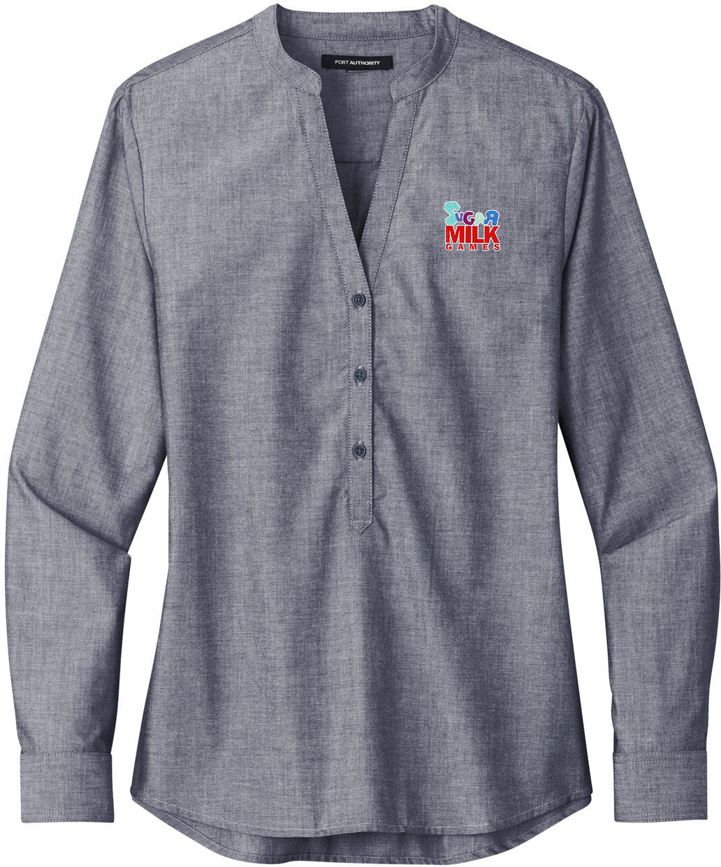 OUTLET-Port Authority Ladies Long Sleeve Chambray Easy Care Shirt