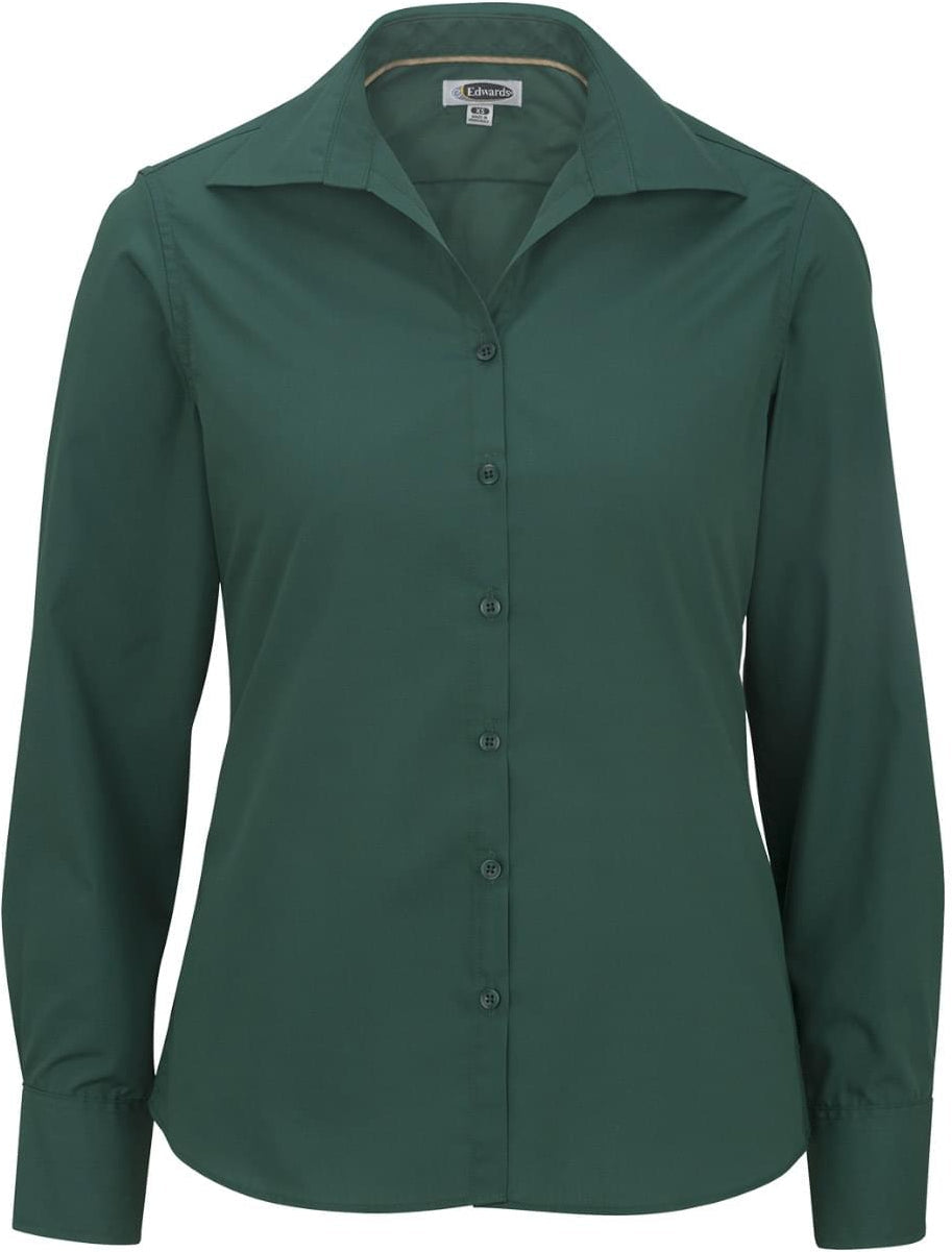 OUTLET-Edwards Ladies Lightweight Open Neck Poplin Blouse Long Sleeve