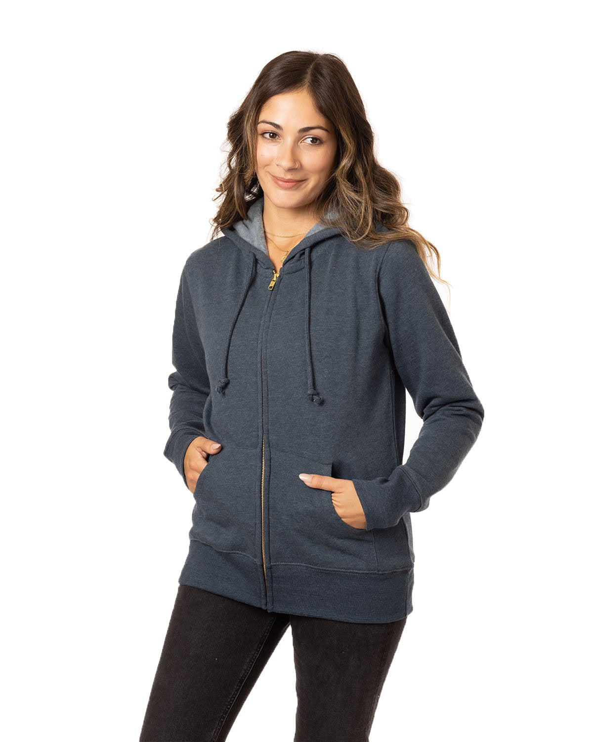 econscious Ladies 7 oz. Organic/Recycled Heathered Fleece Full-Zip Hood