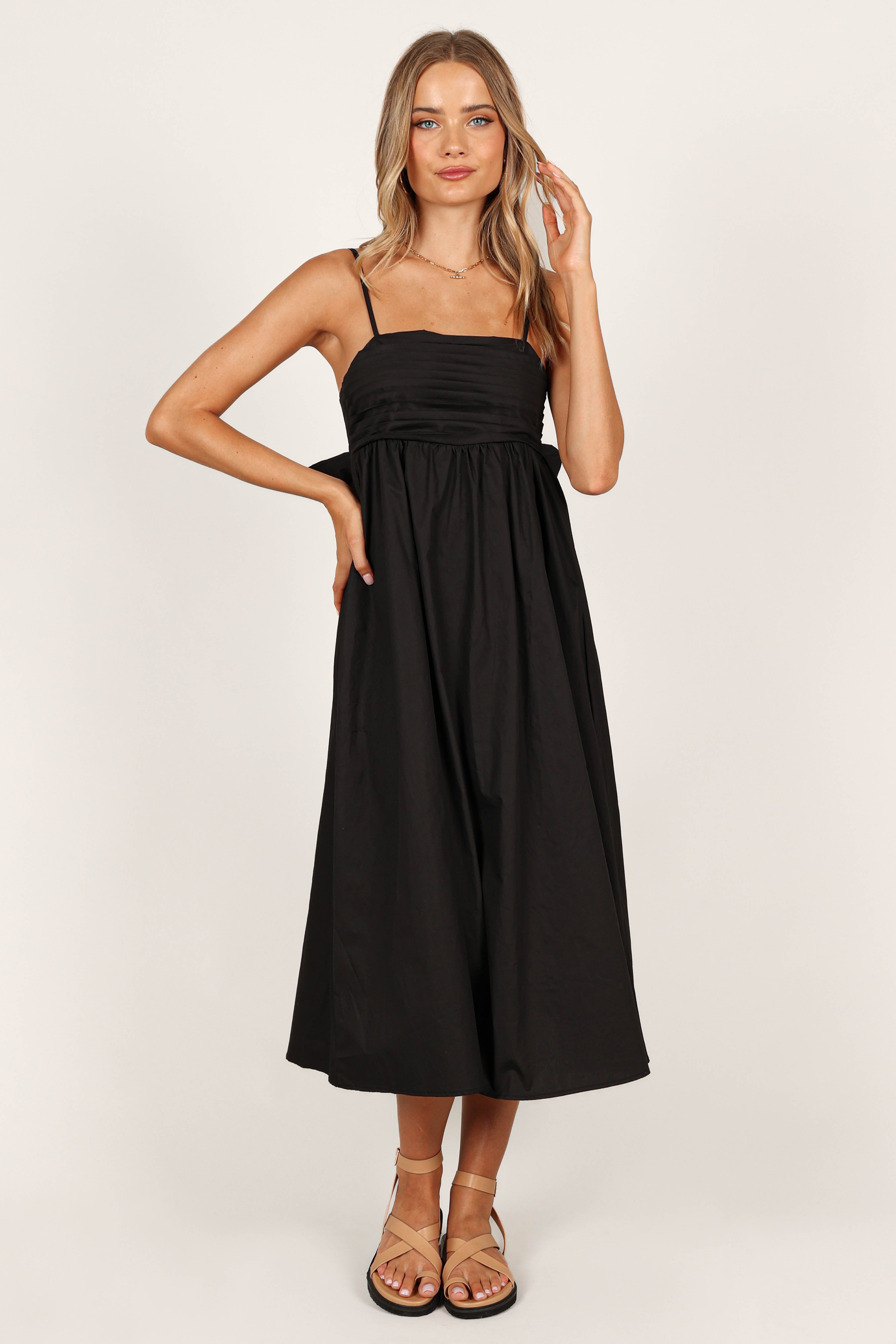 Alice Bow Back Midi Dress - Black