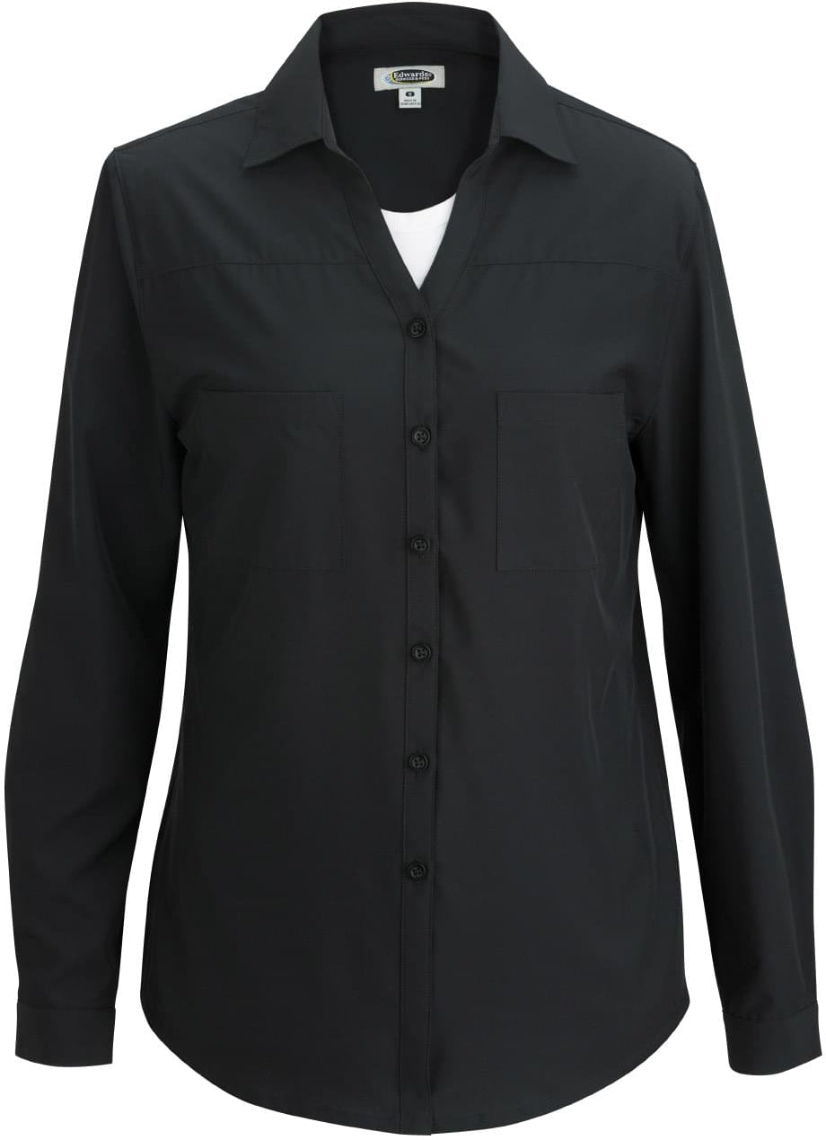 OUTLET-Edwards Ladies Open Neck Long Sleeve Blouse