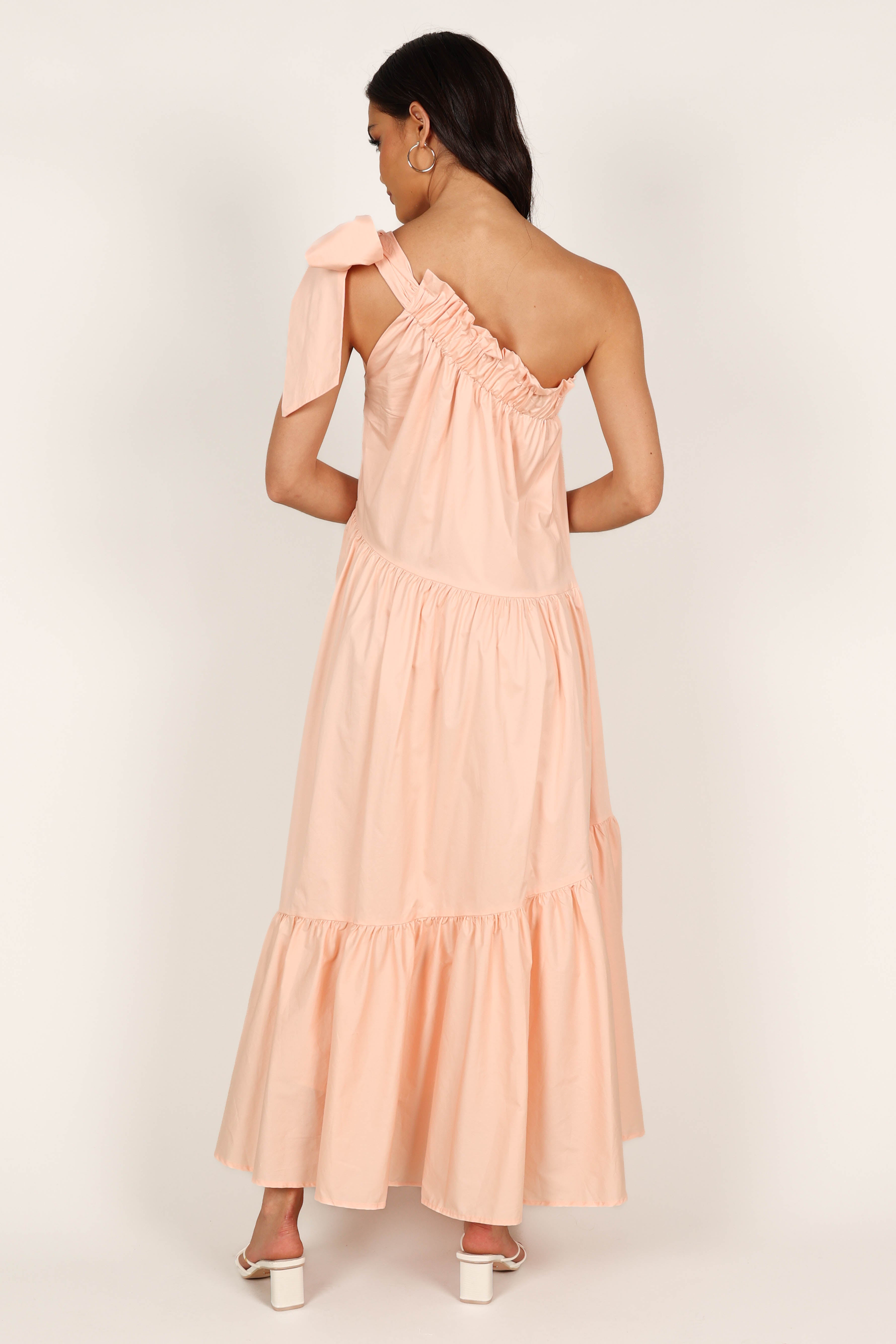 Ava One Shoulder Maxi Dress - Peach