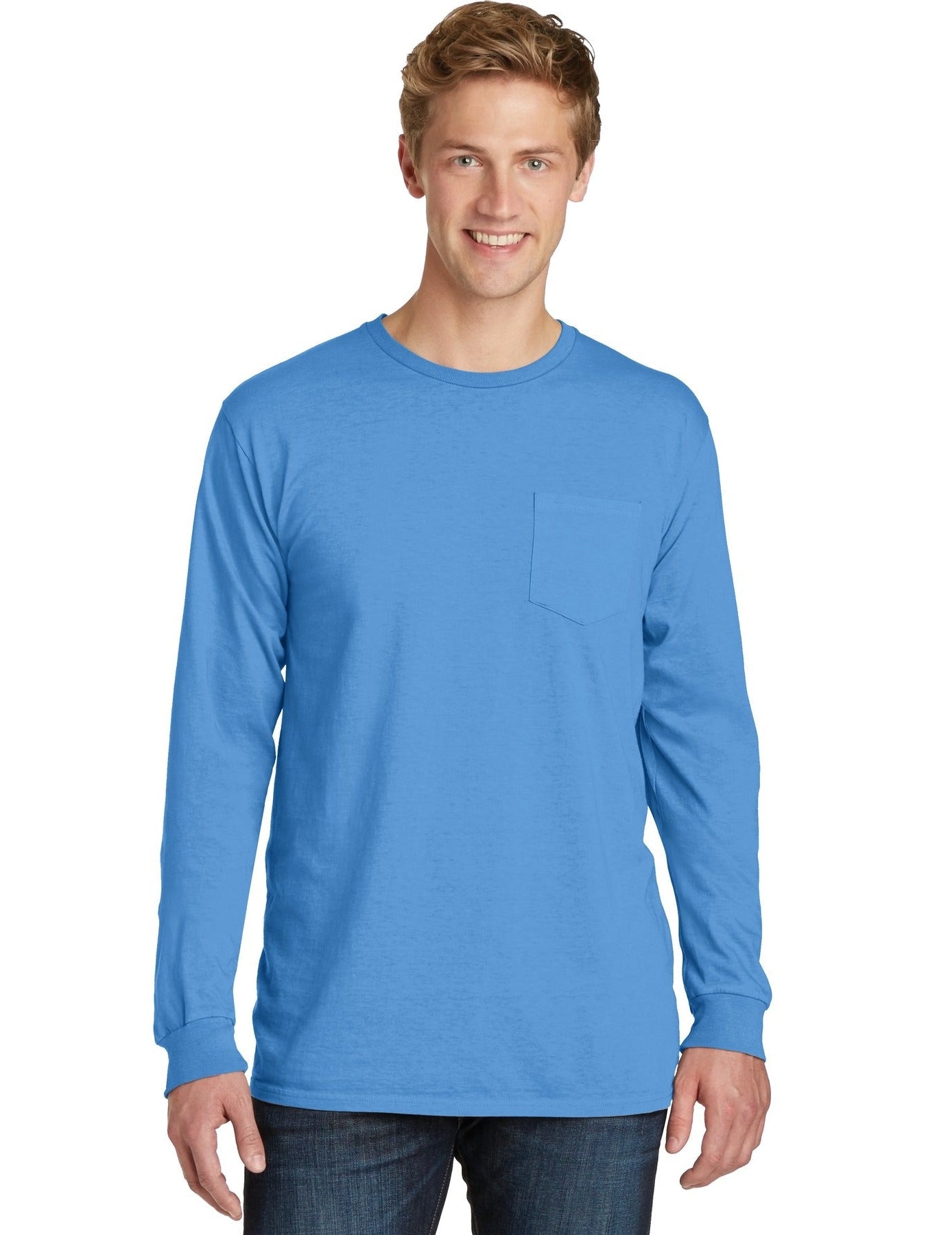 Port & Company Beach Wash Garment-Dyed Long Sleeve Pocket Tee