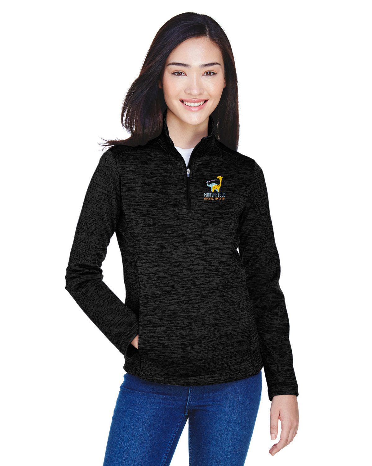 OUTLET-Devon & Jones Ladies Newbury MÃ©lange Fleece Quarter-Zip