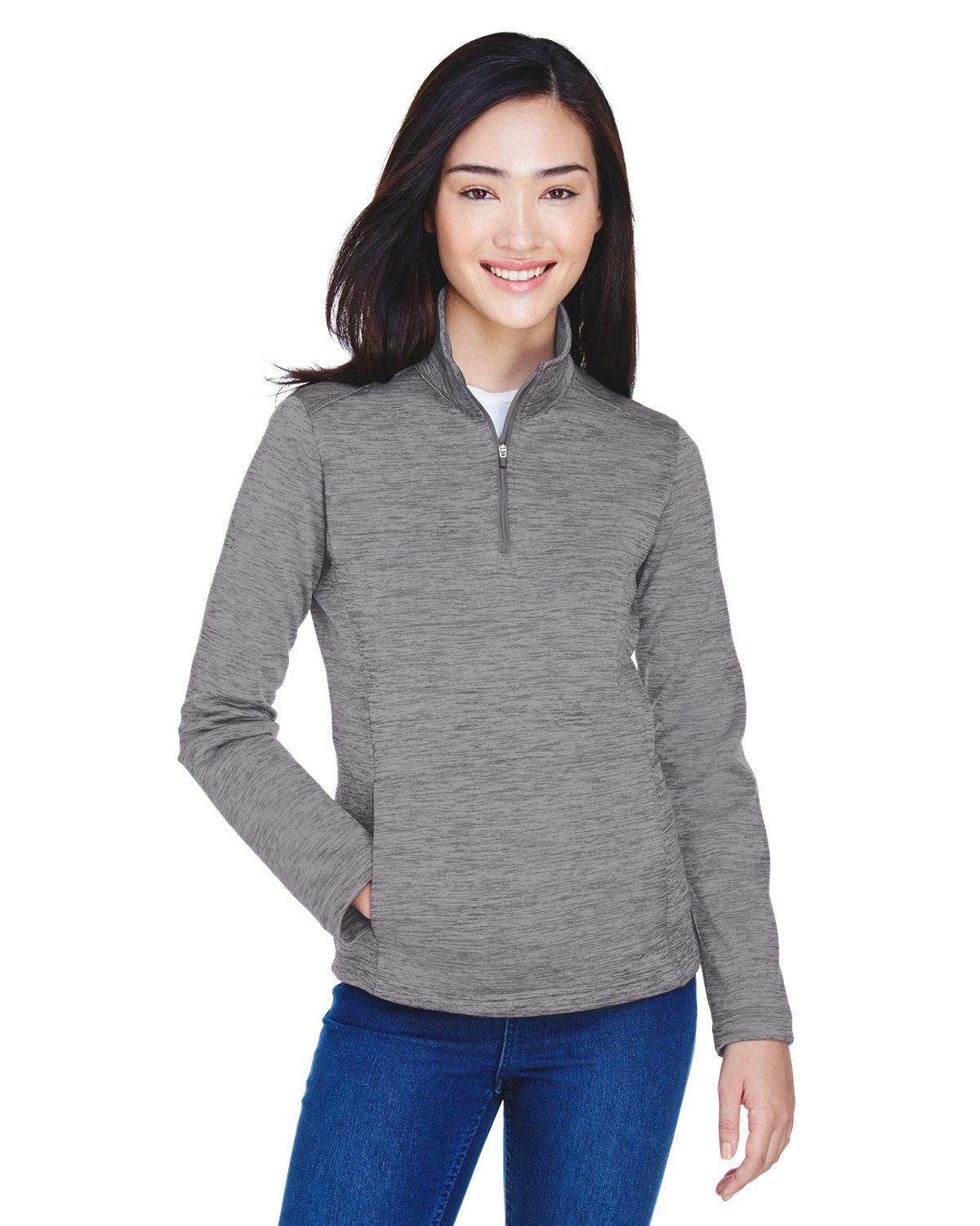 OUTLET-Devon & Jones Ladies Newbury MÃ©lange Fleece Quarter-Zip