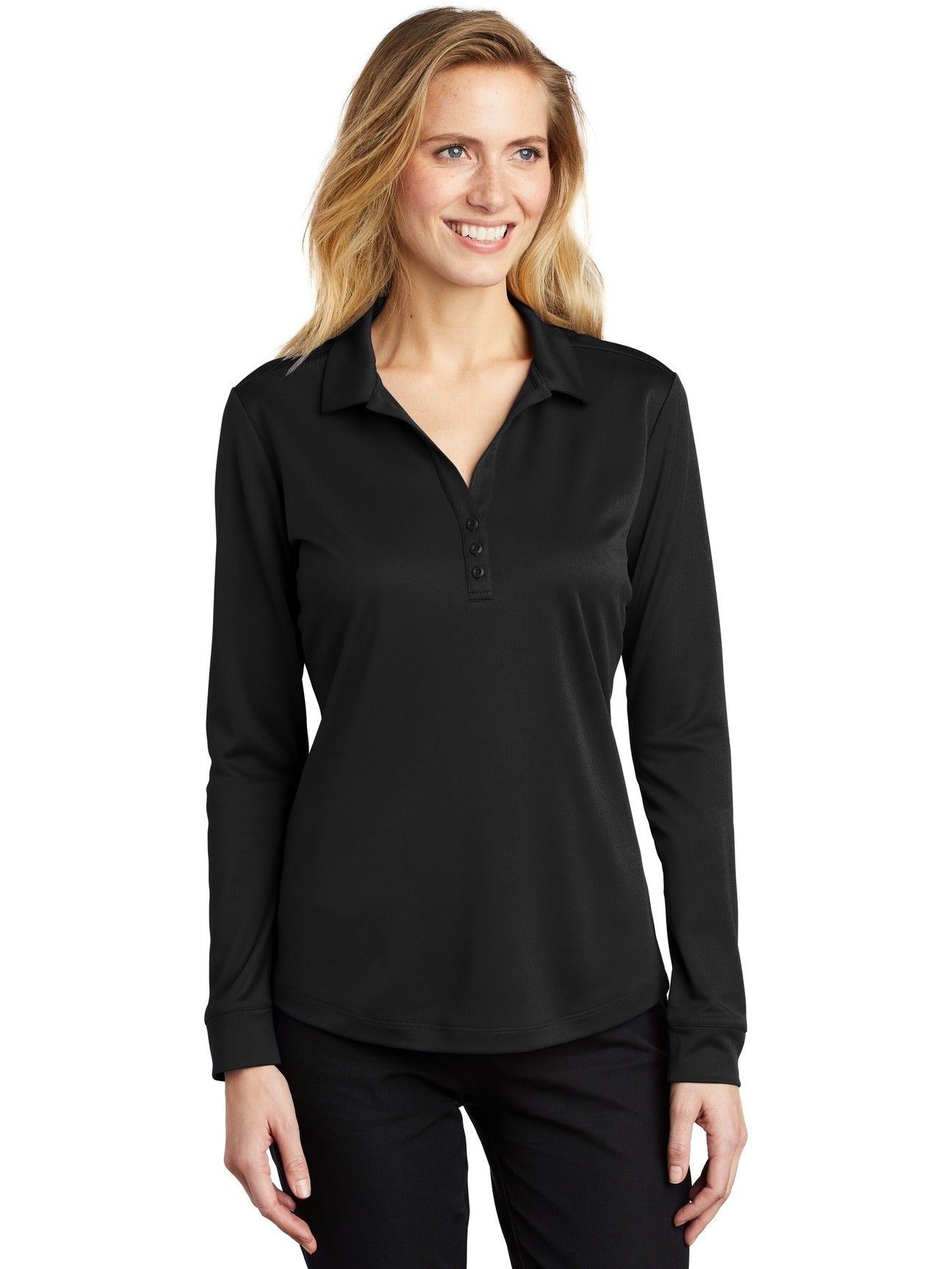 OUTLET-Port AuthorityLadies Silk Touch Performance Long Sleeve Polo