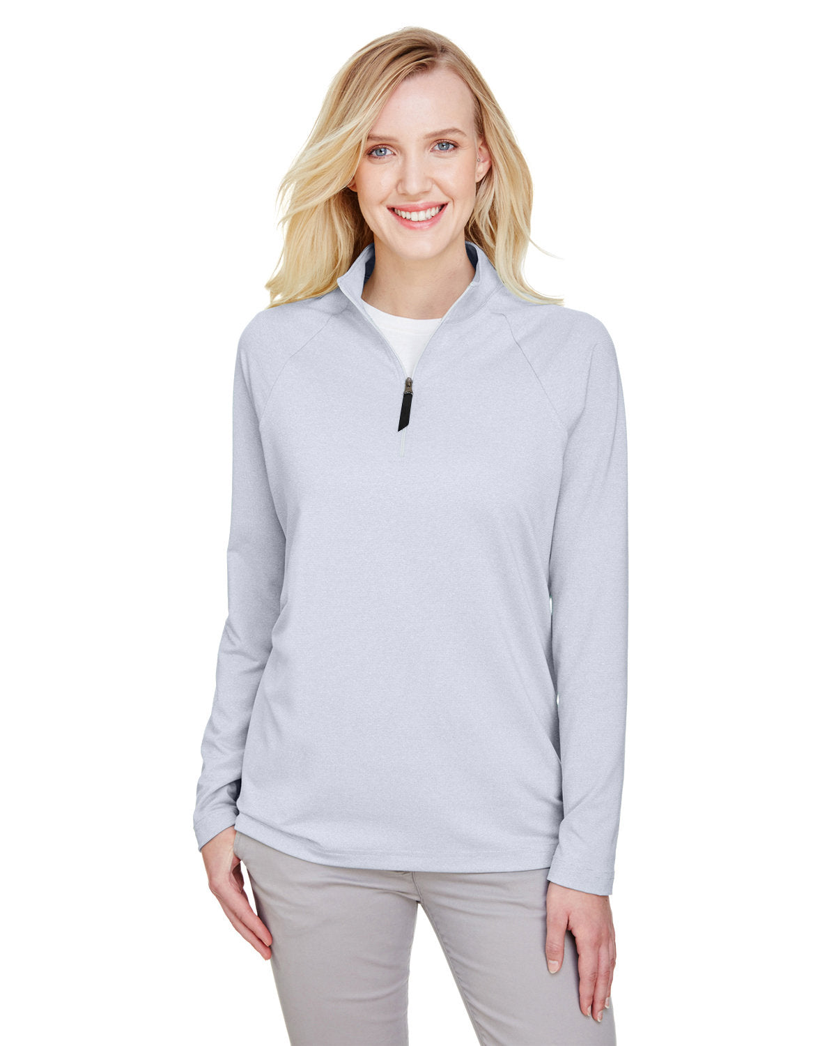 OUTLET-Devon & Jones CrownLux Performance Ladies Clubhouse Micro-Stripe Quarter-Zip