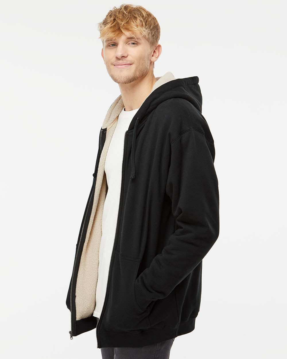 Independent Trading Co. Sherpa-Lined Full-Zip Hooded Sweatshirt