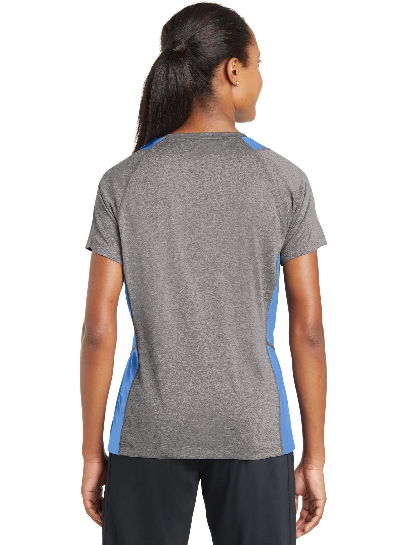 Sport-Tek Ladies Heather Colorblock Contender V-Neck Tee