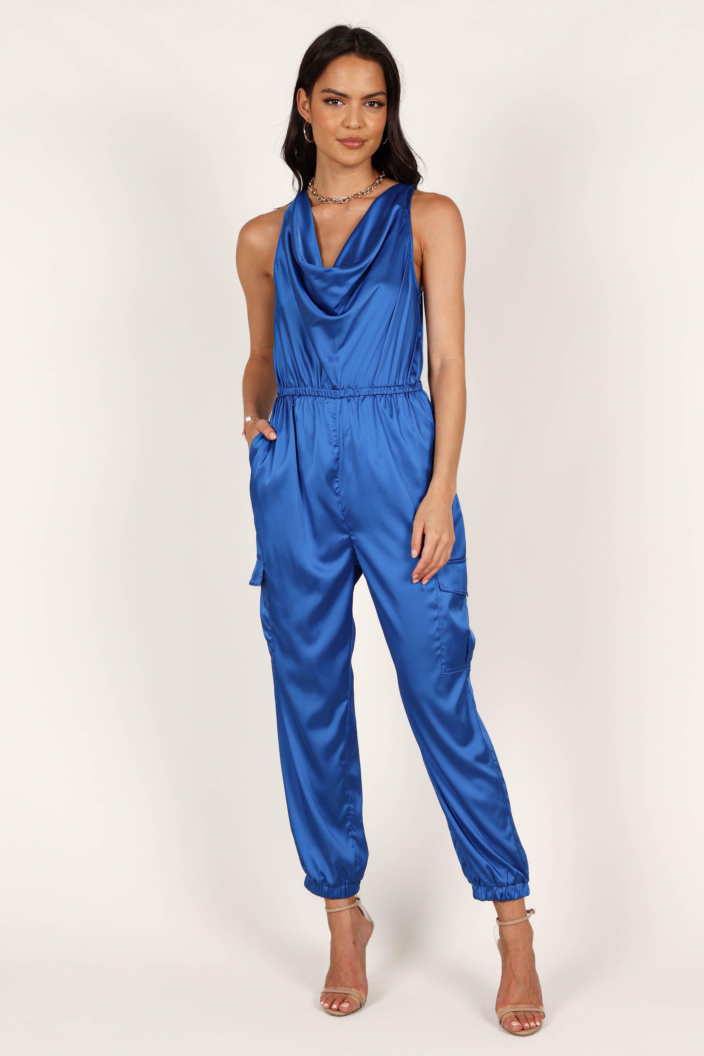 Jacinta Cowl Neck Jumpsuit - French Blue