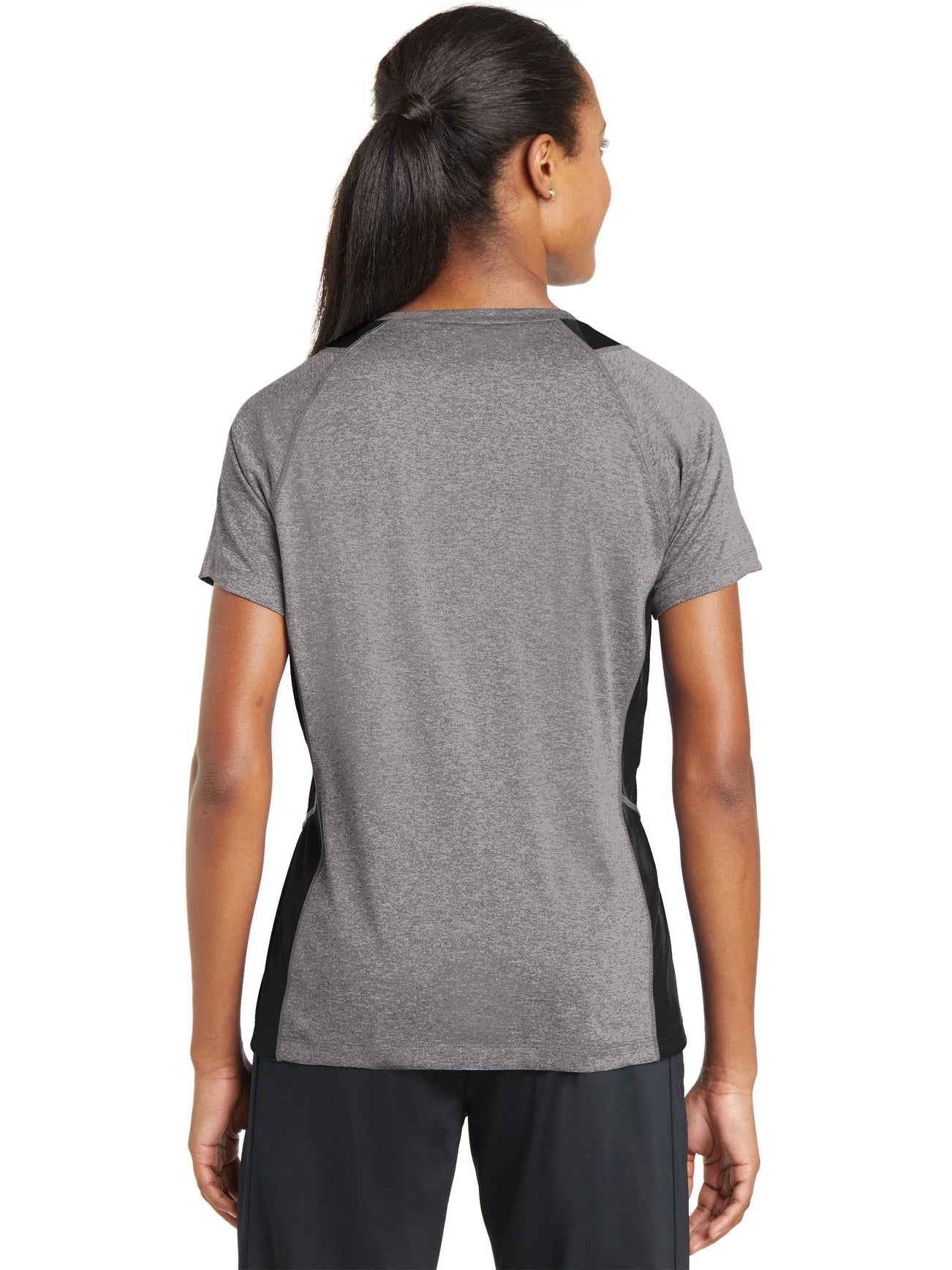 Sport-Tek Ladies Heather Colorblock Contender V-Neck Tee