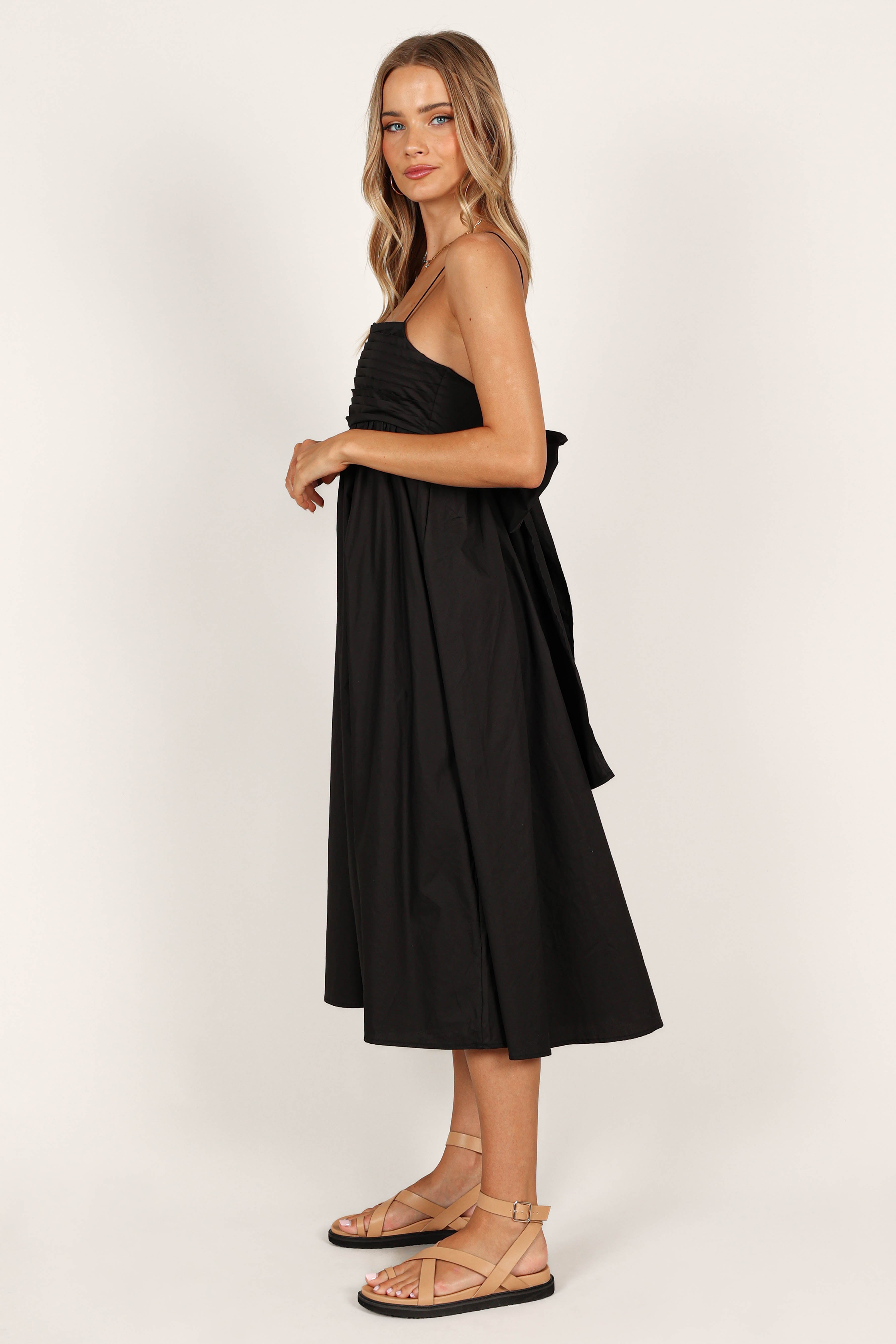 Alice Bow Back Midi Dress - Black