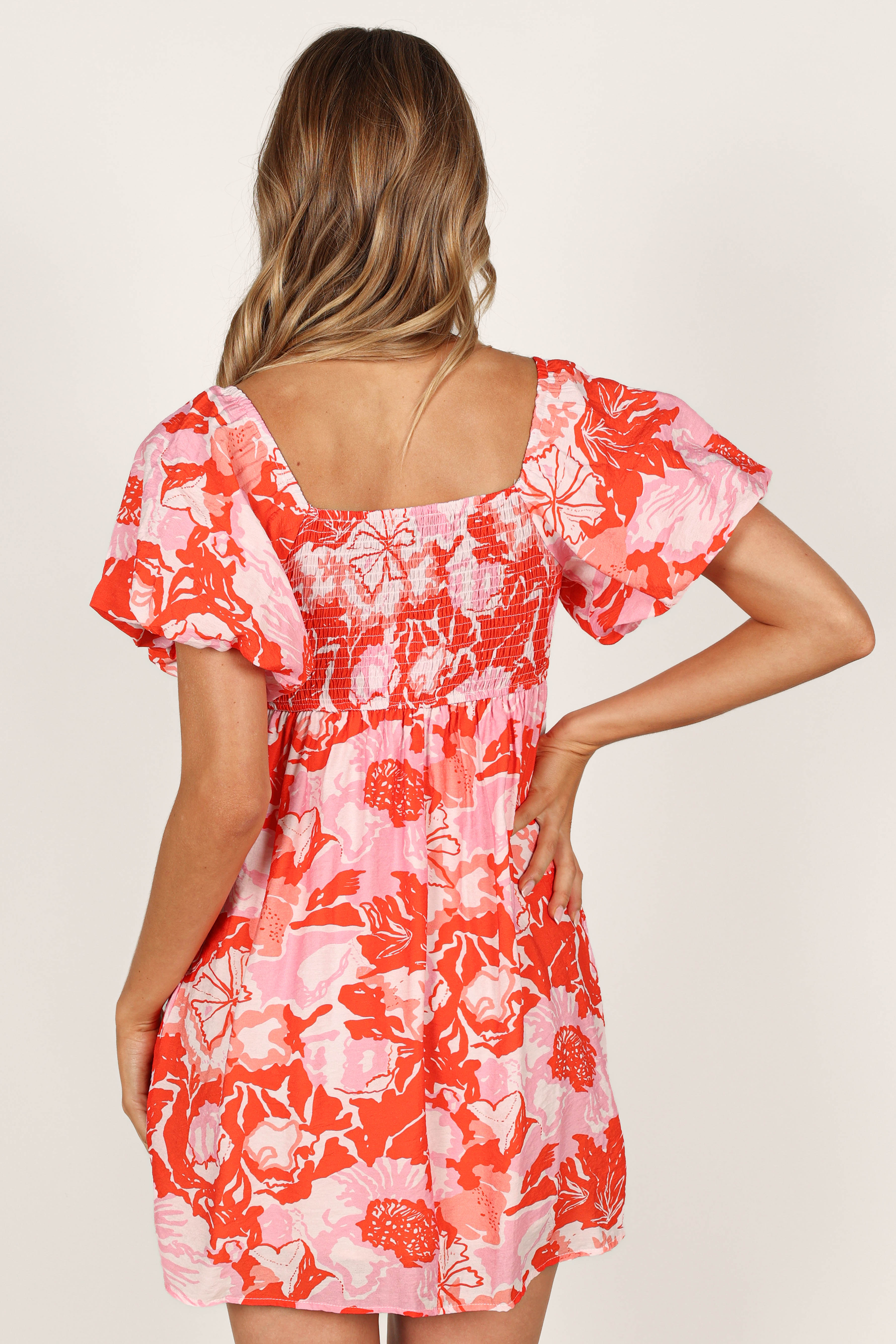 Maggie Mini Dress - Pink/Red Floral