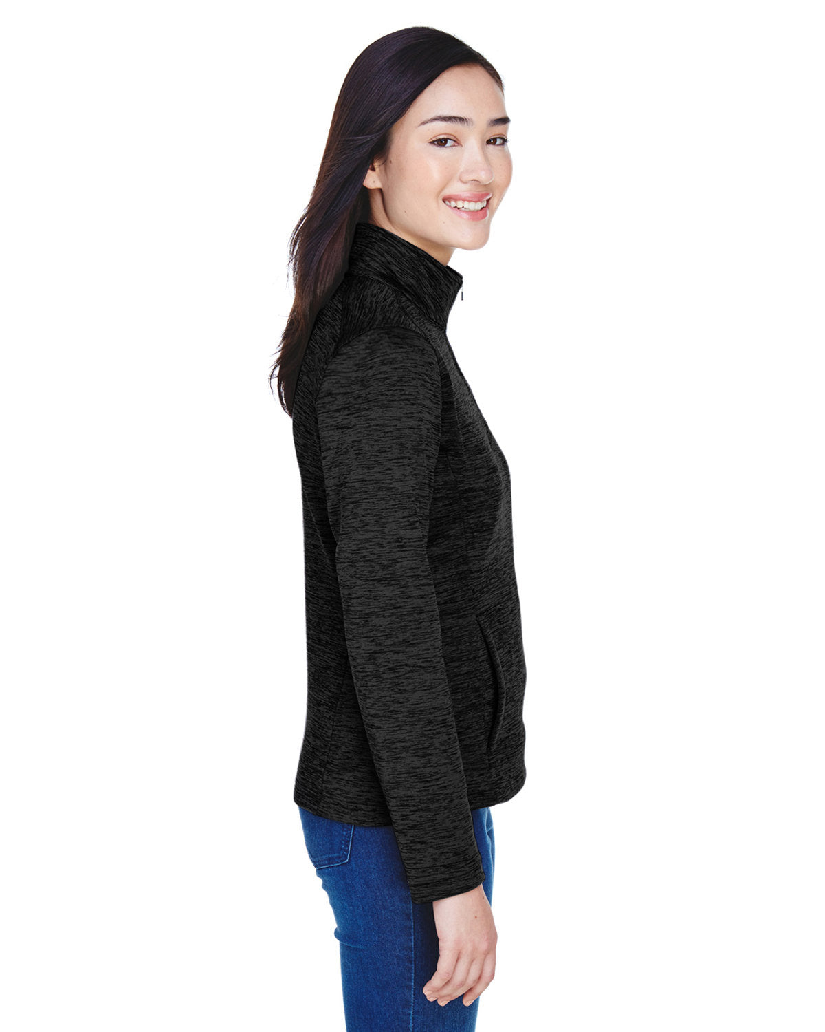 OUTLET-Devon & Jones Ladies Newbury MÃ©lange Fleece Quarter-Zip