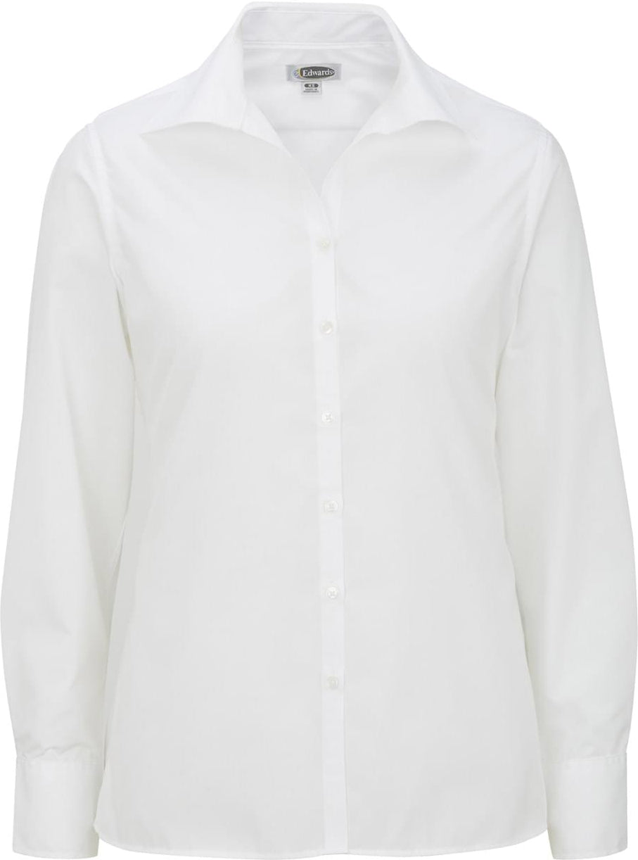 OUTLET-Edwards Ladies Lightweight Open Neck Poplin Blouse Long Sleeve