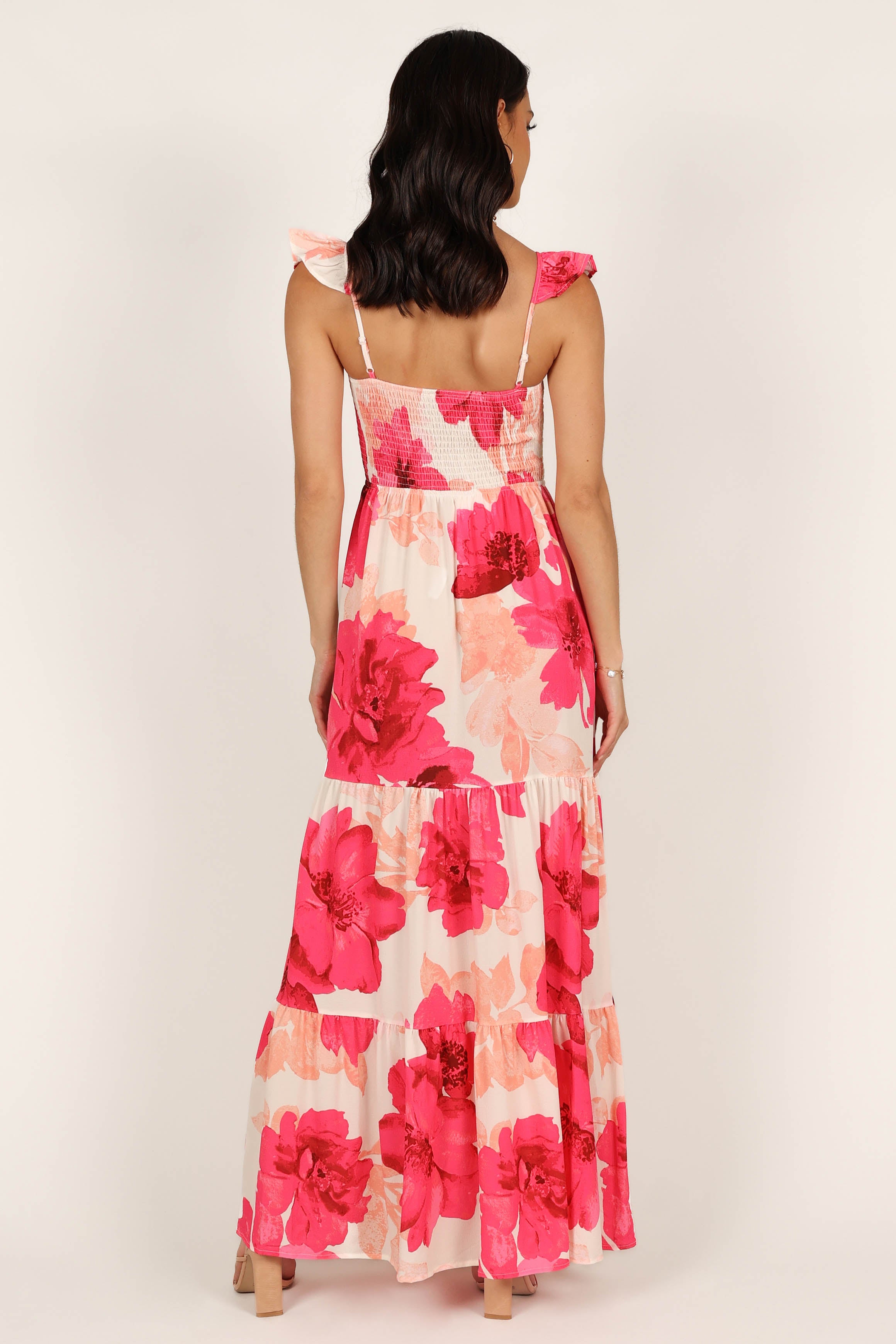 Tilly Shirred Maxi Dress - Pink