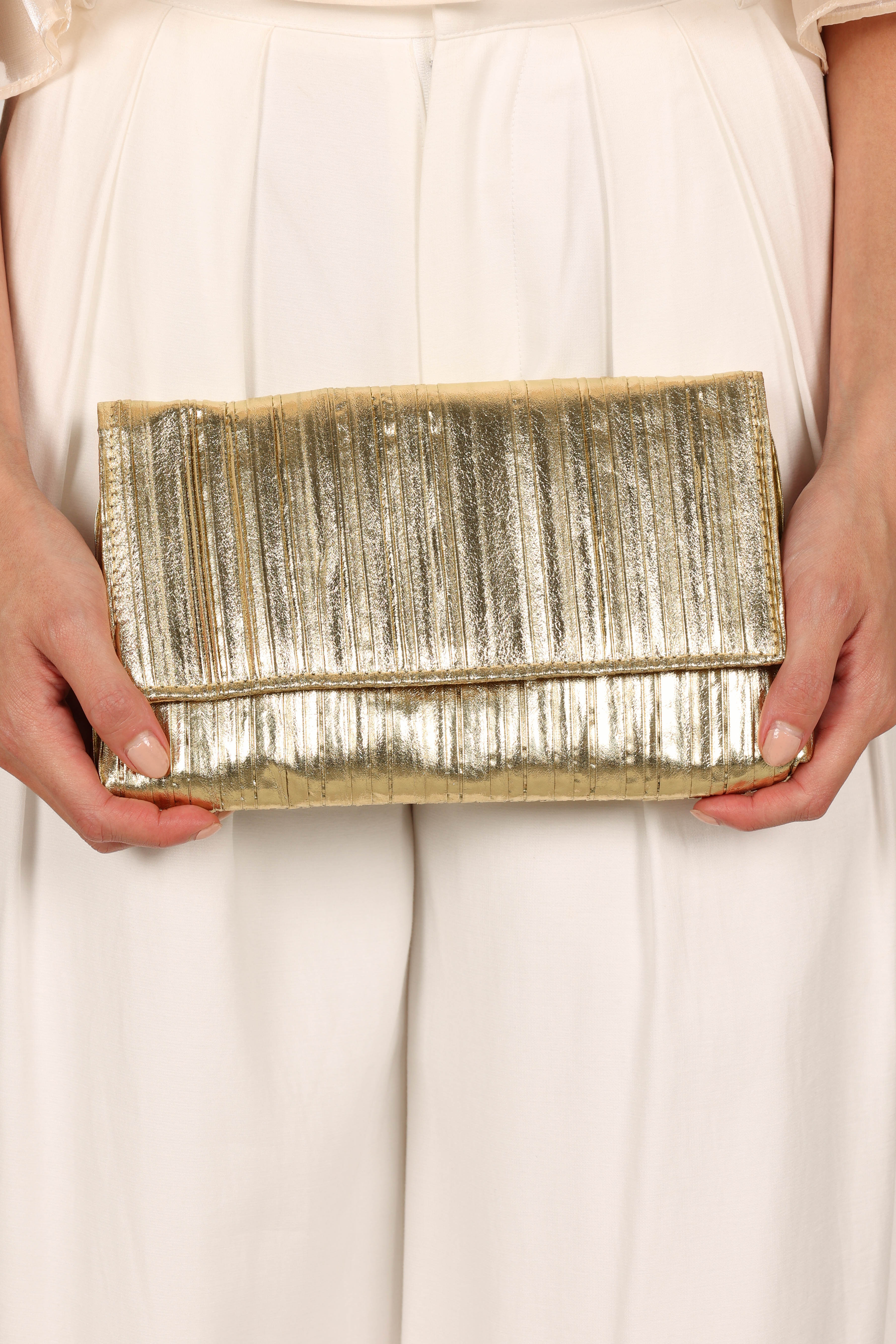 Gemma Ruched Clutch - Gold