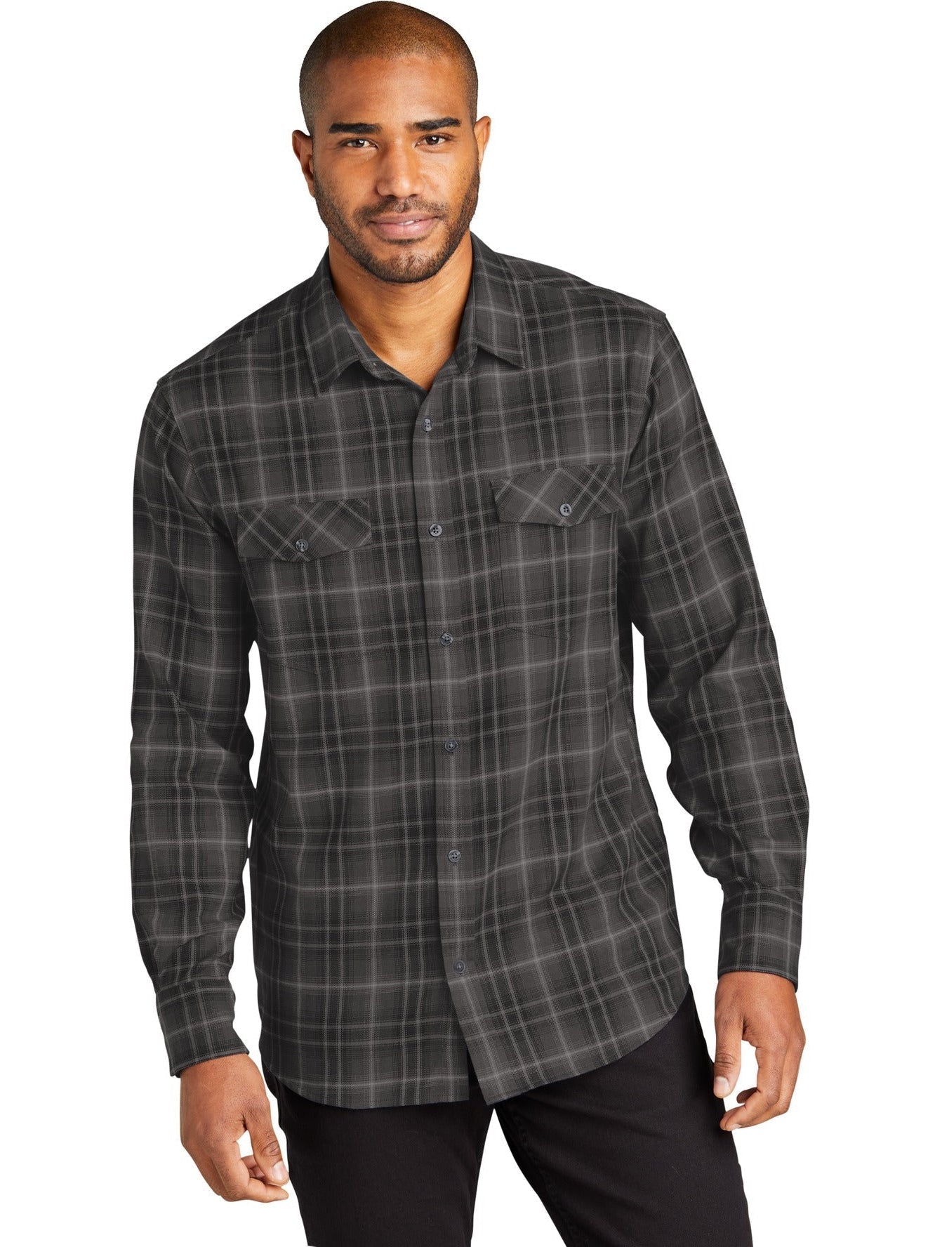 Port AuthorityLong Sleeve Ombre Plaid Shirt