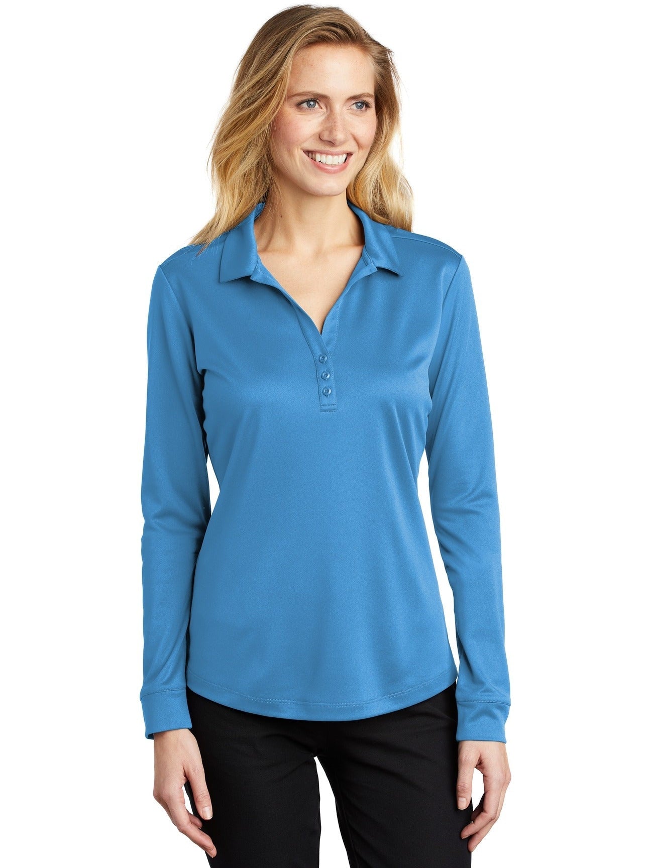 OUTLET-Port AuthorityLadies Silk Touch Performance Long Sleeve Polo