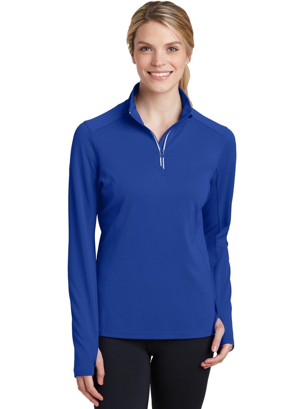 Sport-Tek Ladies Sport-Wick Textured 1/4-Zip Pullover