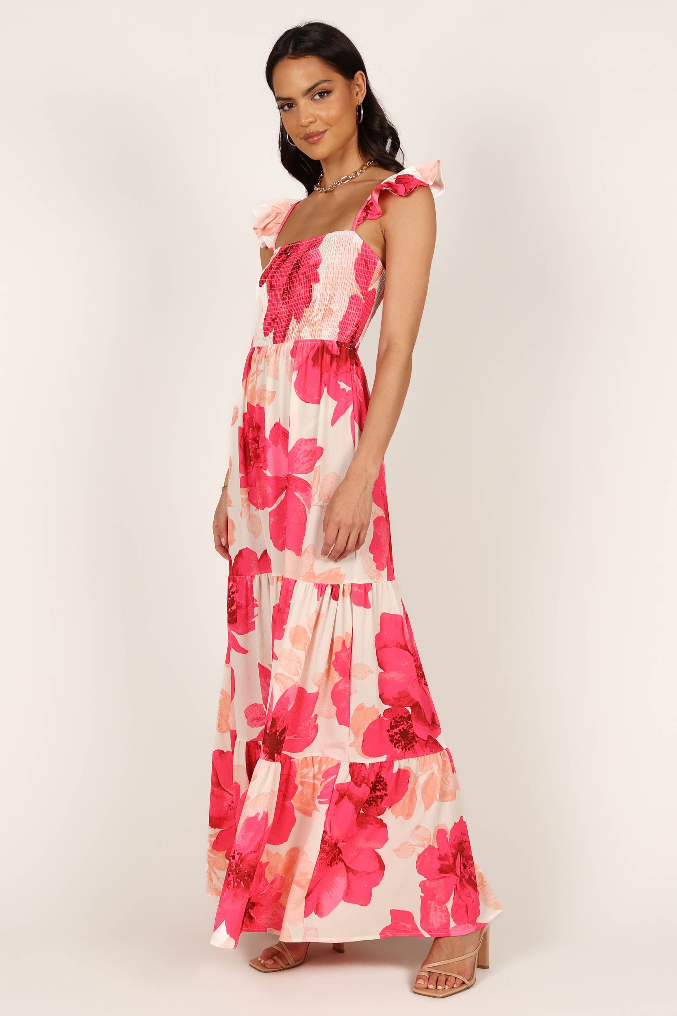 Tilly Shirred Maxi Dress - Pink