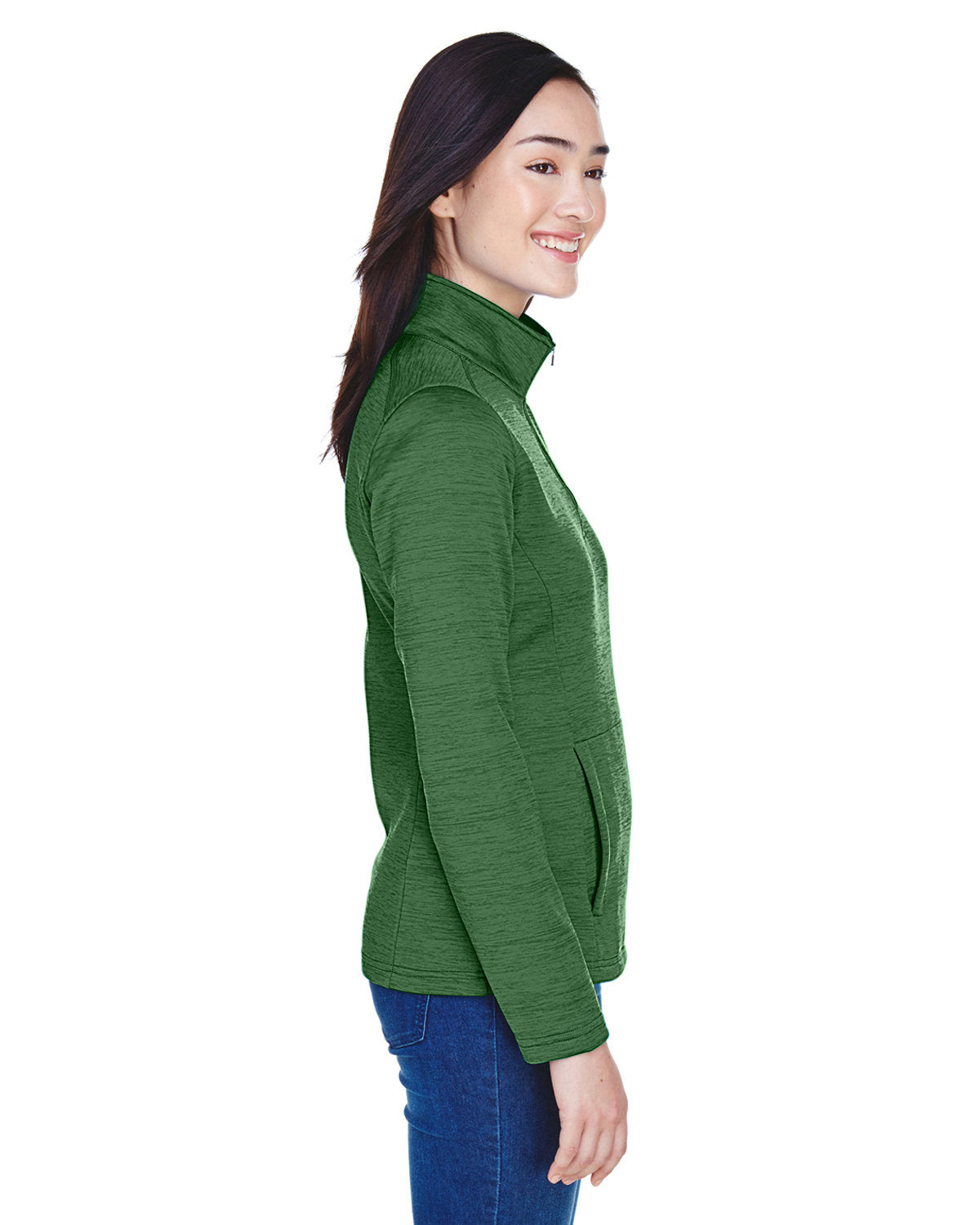 OUTLET-Devon & Jones Ladies Newbury MÃ©lange Fleece Quarter-Zip