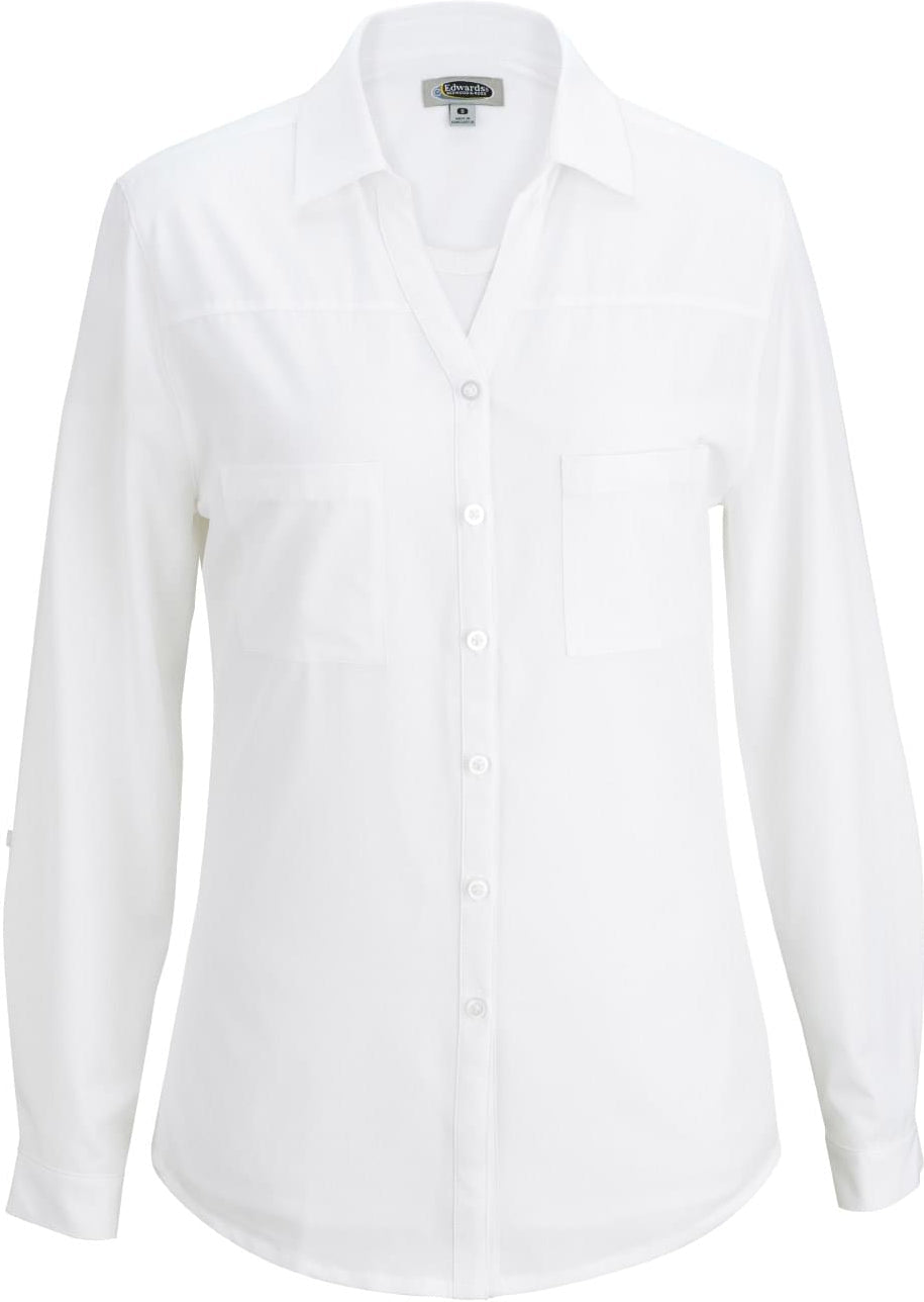 OUTLET-Edwards Ladies Open Neck Long Sleeve Blouse