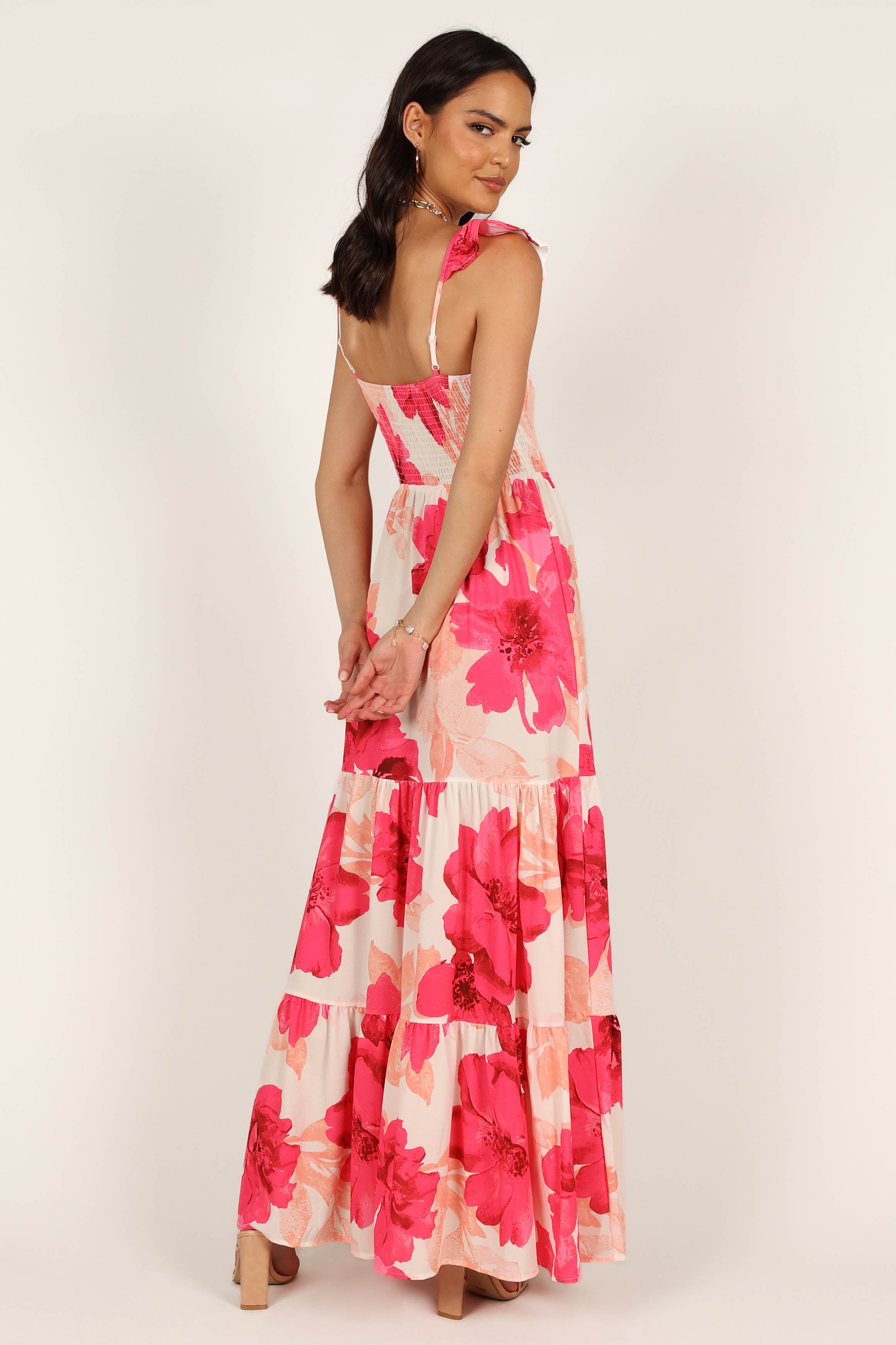 Tilly Shirred Maxi Dress - Pink