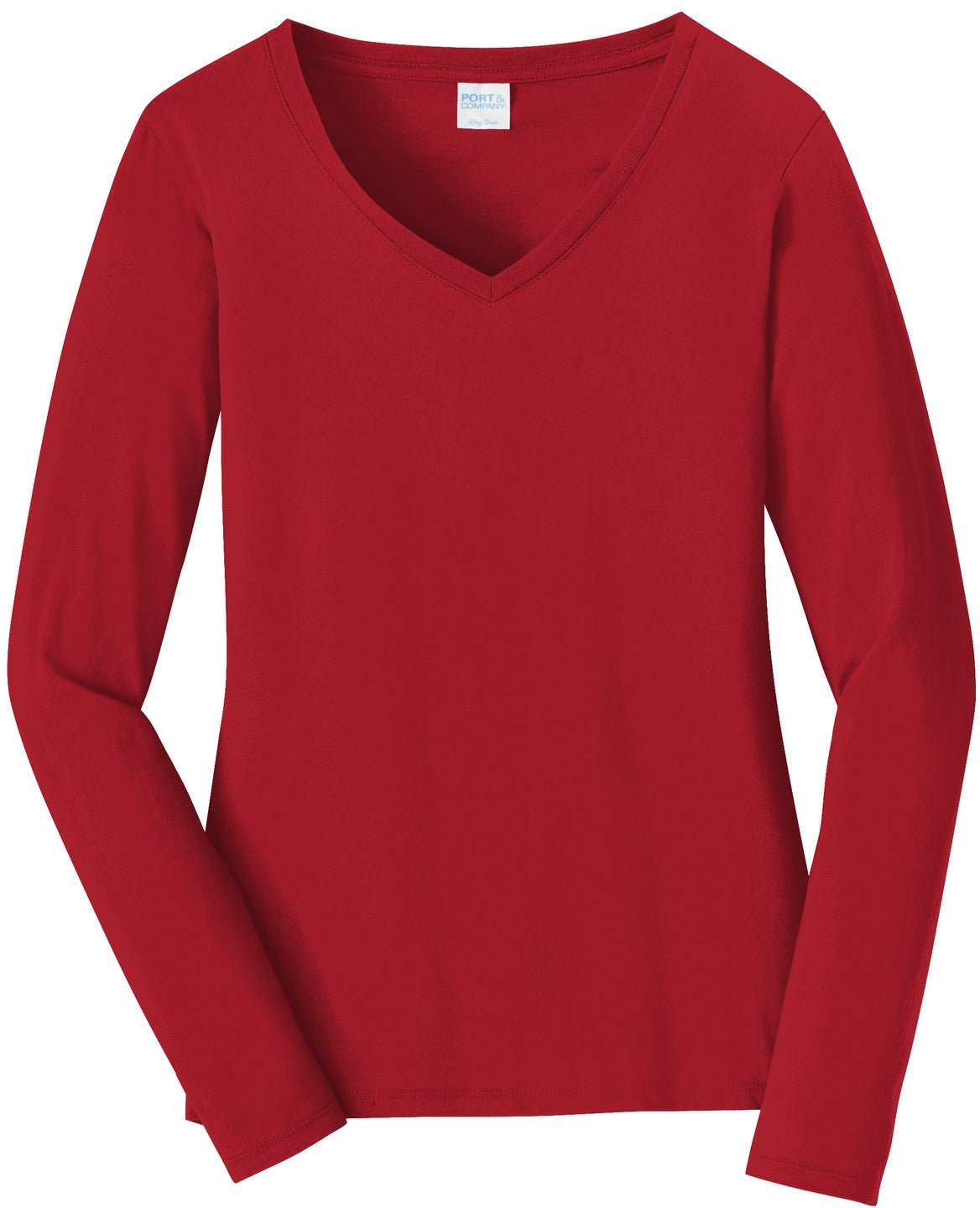 Port & Company Ladies Long Sleeve Fan Favorite V-Neck Tee