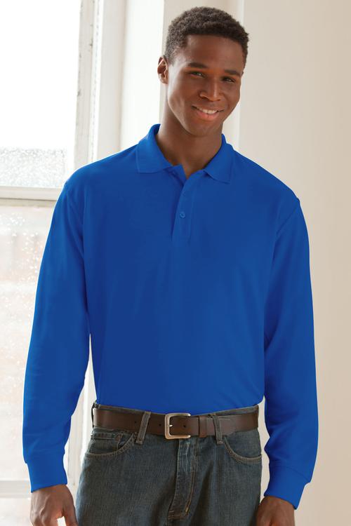 Vantage Long Sleeve Soft-Blend Double-Tuck Pique Polo