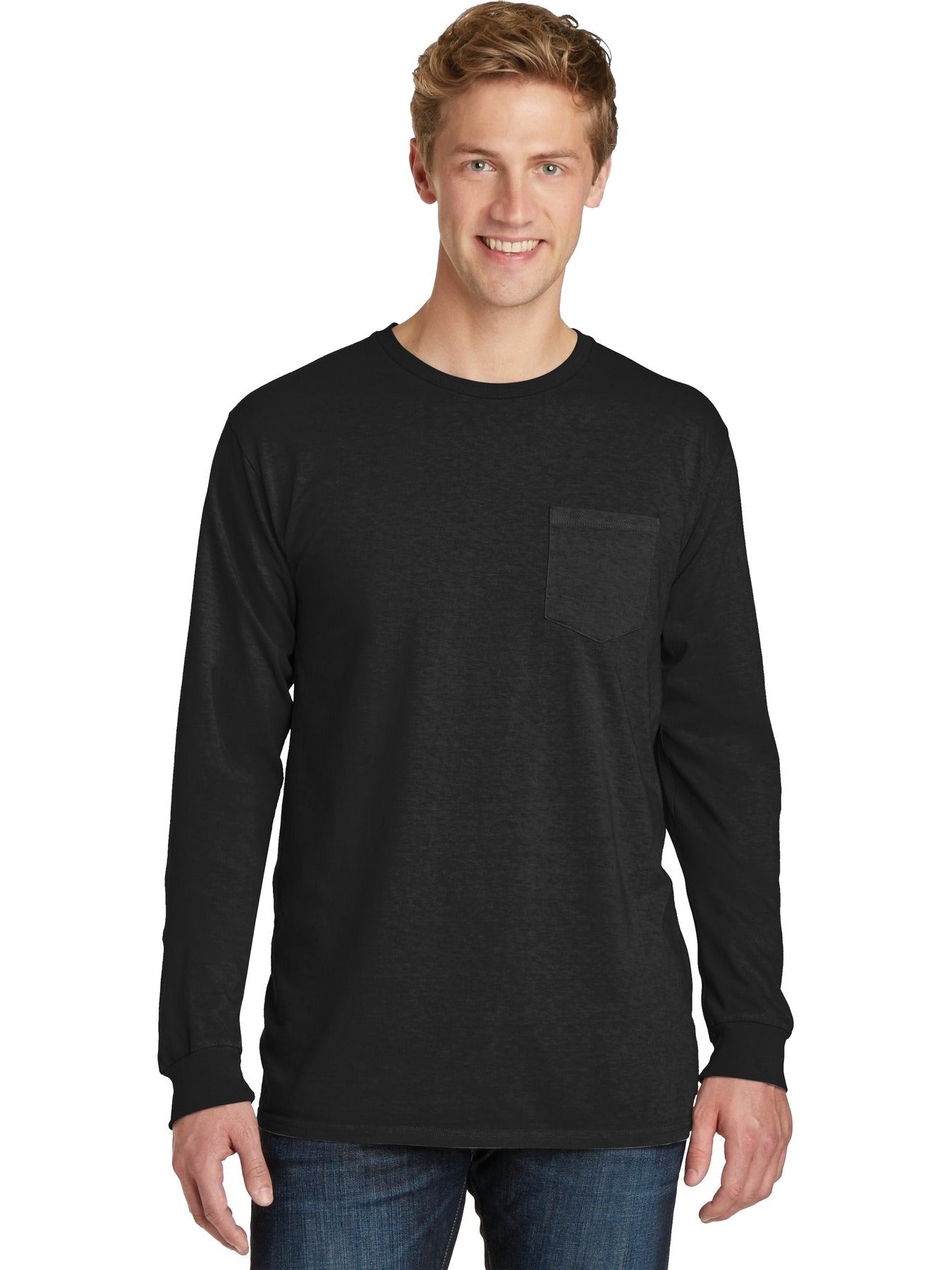 Port & Company Beach Wash Garment-Dyed Long Sleeve Pocket Tee